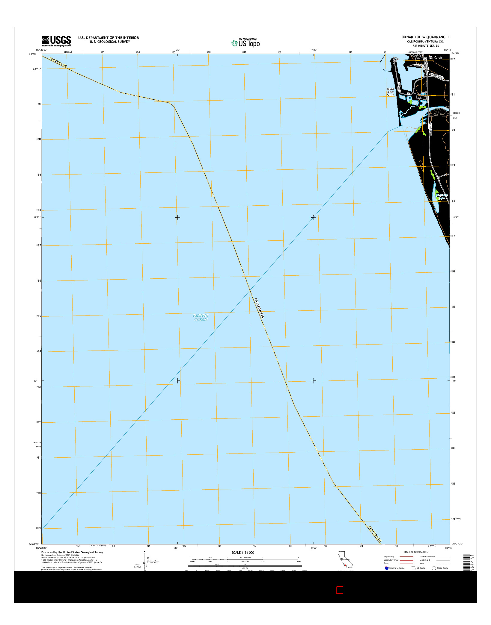 USGS US TOPO 7.5-MINUTE MAP FOR OXNARD OE W, CA 2015