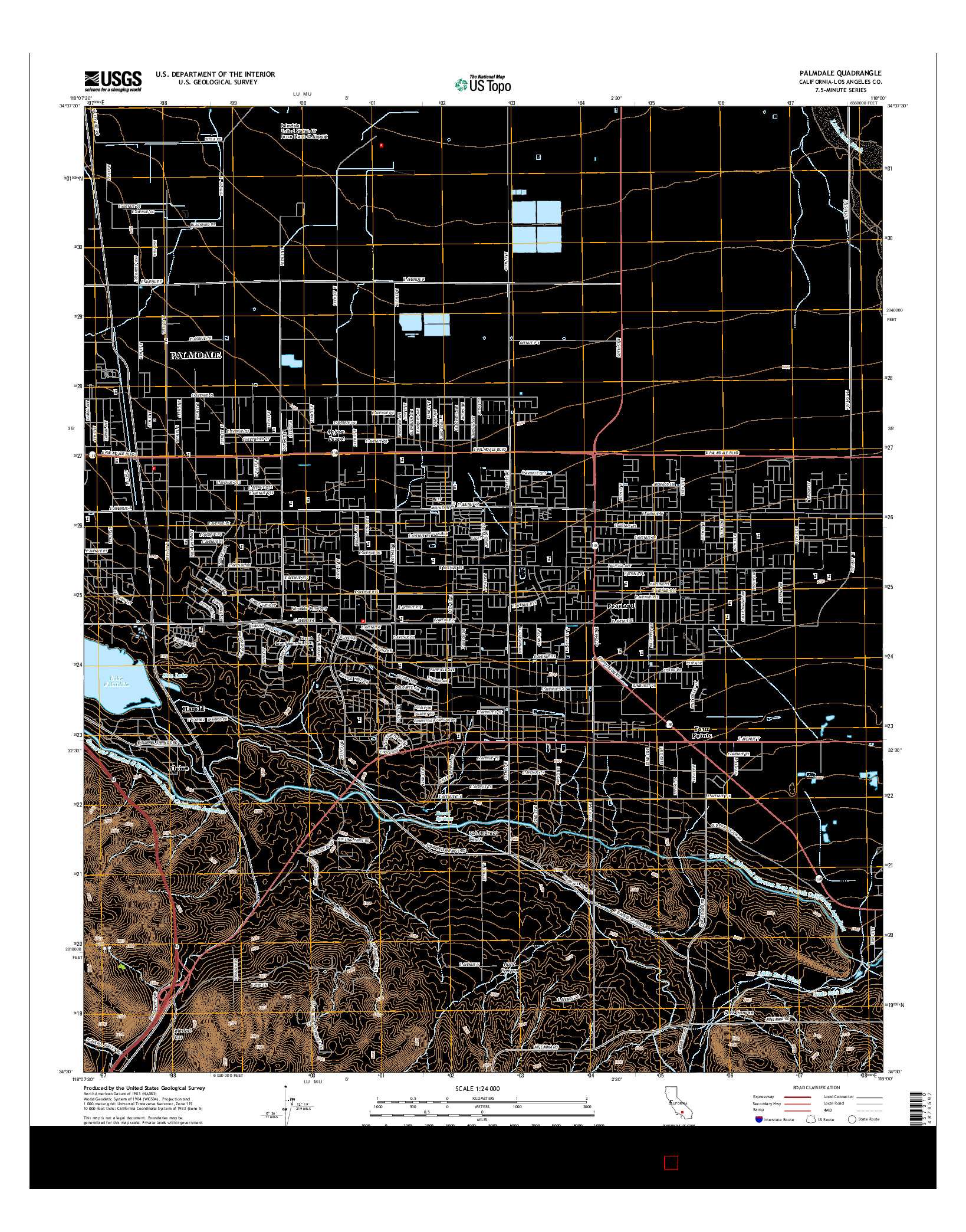 USGS US TOPO 7.5-MINUTE MAP FOR PALMDALE, CA 2015
