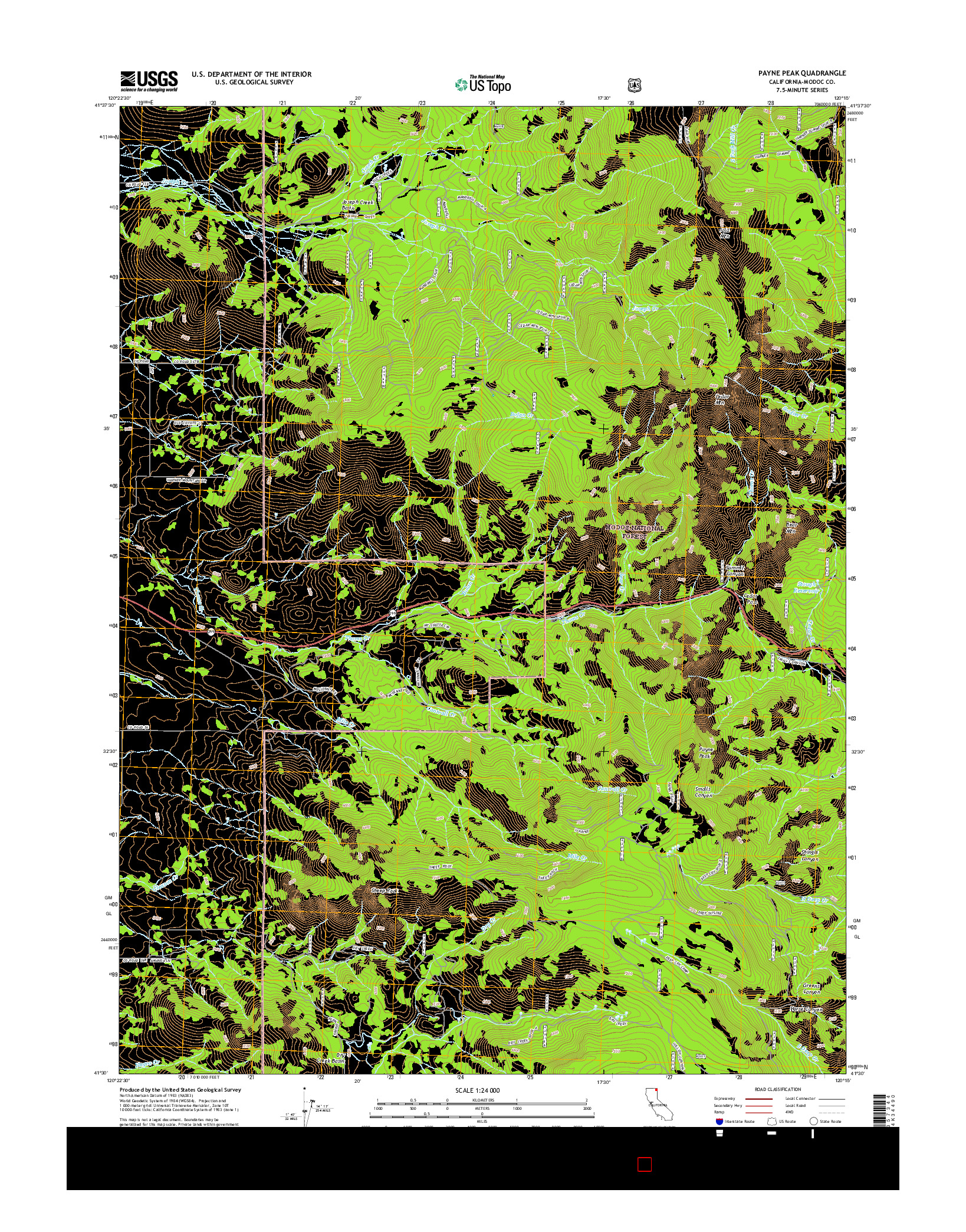 USGS US TOPO 7.5-MINUTE MAP FOR PAYNE PEAK, CA 2015