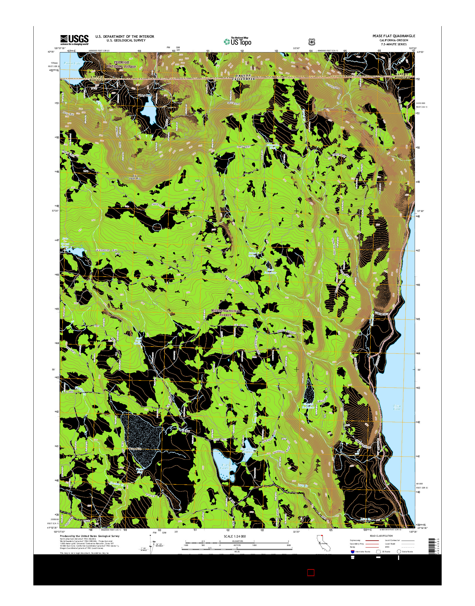 USGS US TOPO 7.5-MINUTE MAP FOR PEASE FLAT, CA-OR 2015