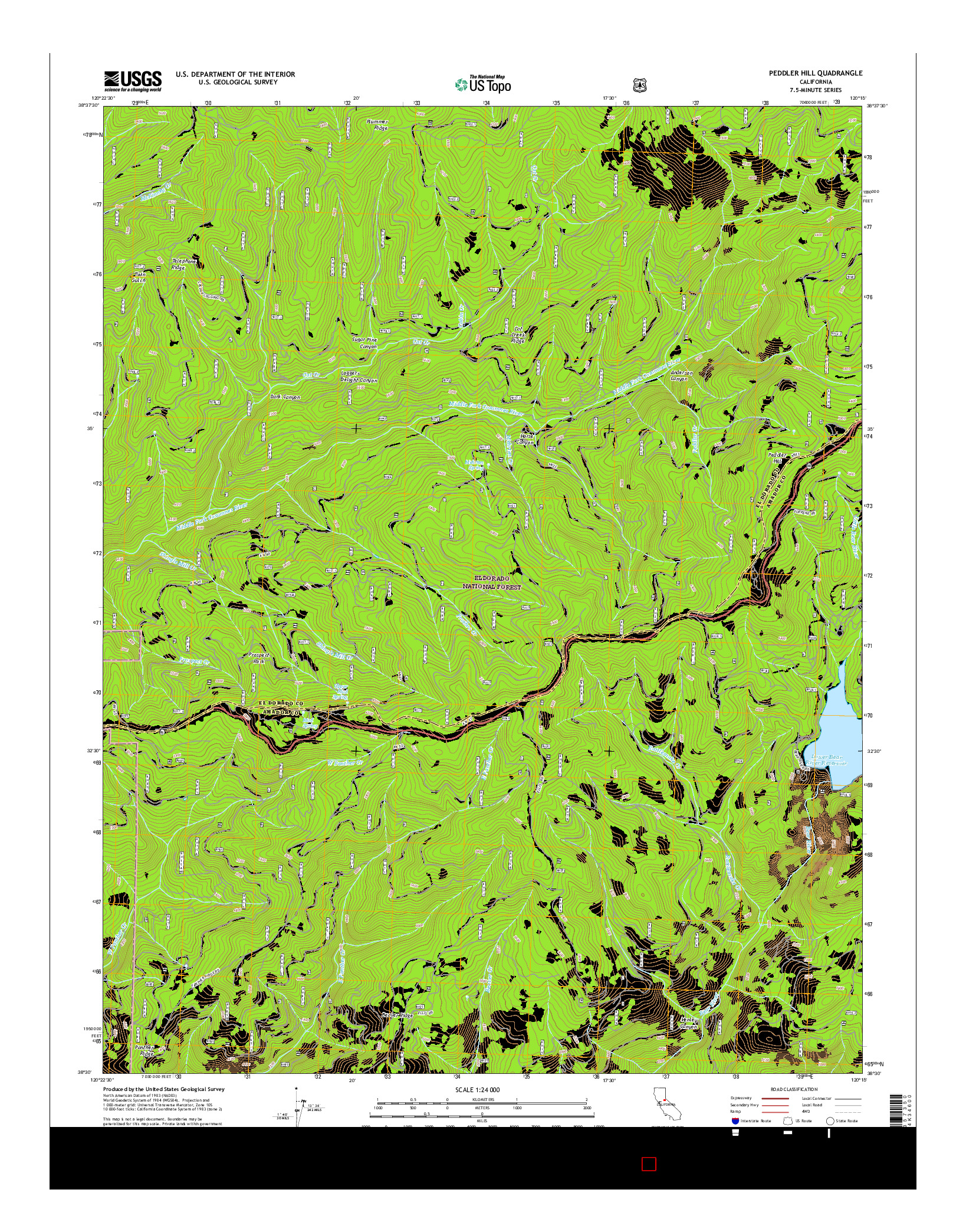 USGS US TOPO 7.5-MINUTE MAP FOR PEDDLER HILL, CA 2015