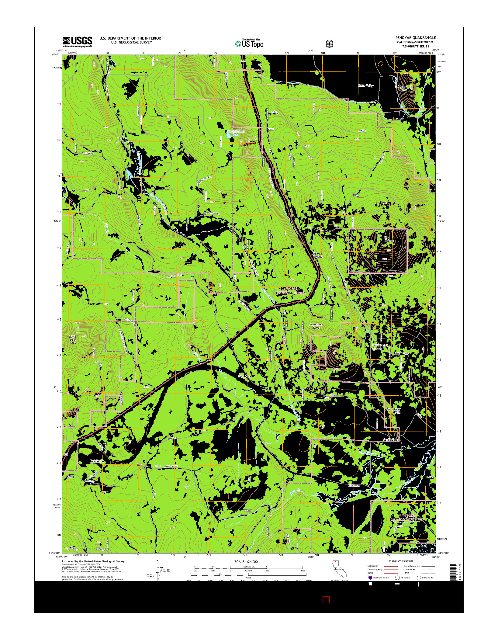 USGS US TOPO 7.5-MINUTE MAP FOR PENOYAR, CA 2015