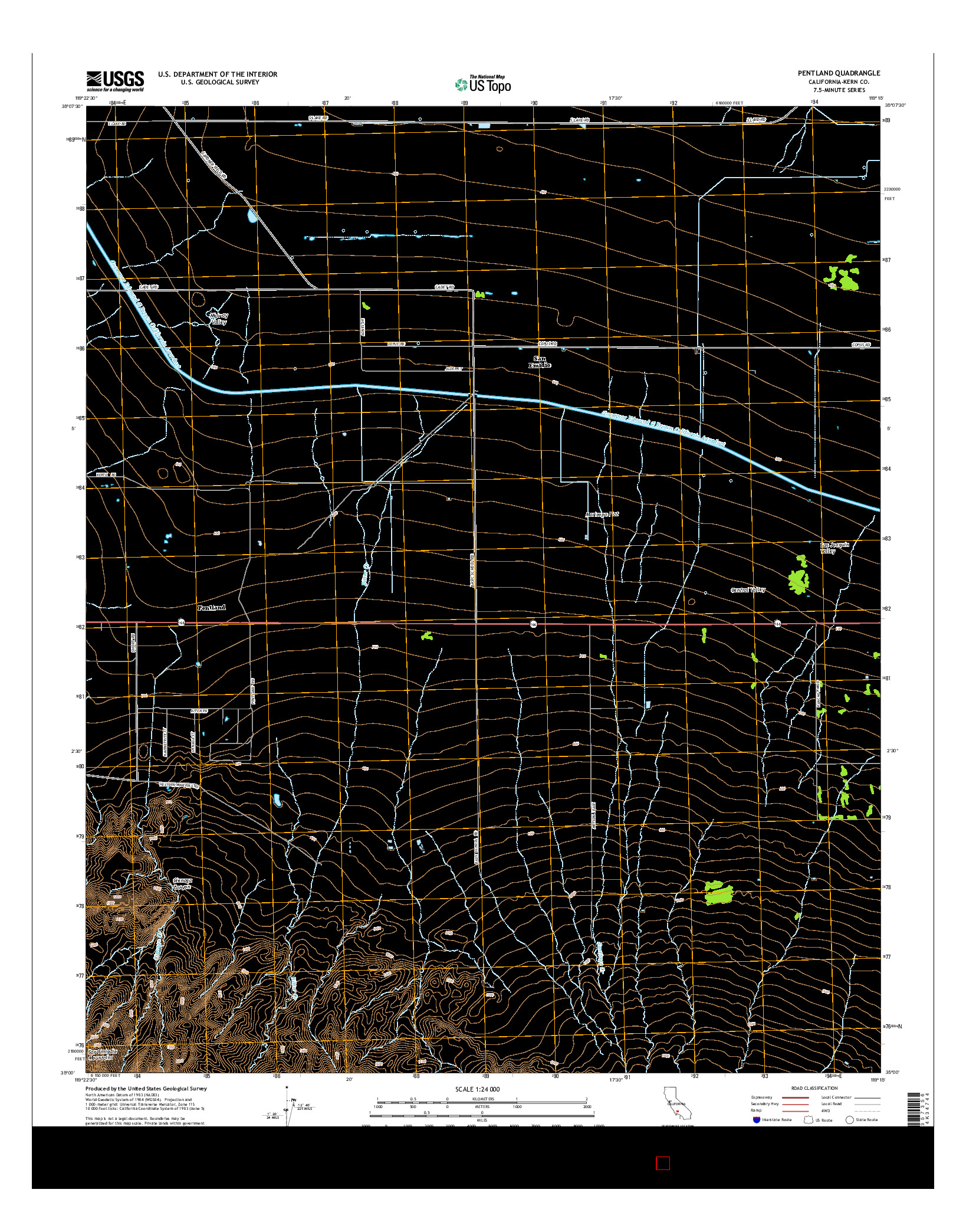 USGS US TOPO 7.5-MINUTE MAP FOR PENTLAND, CA 2015