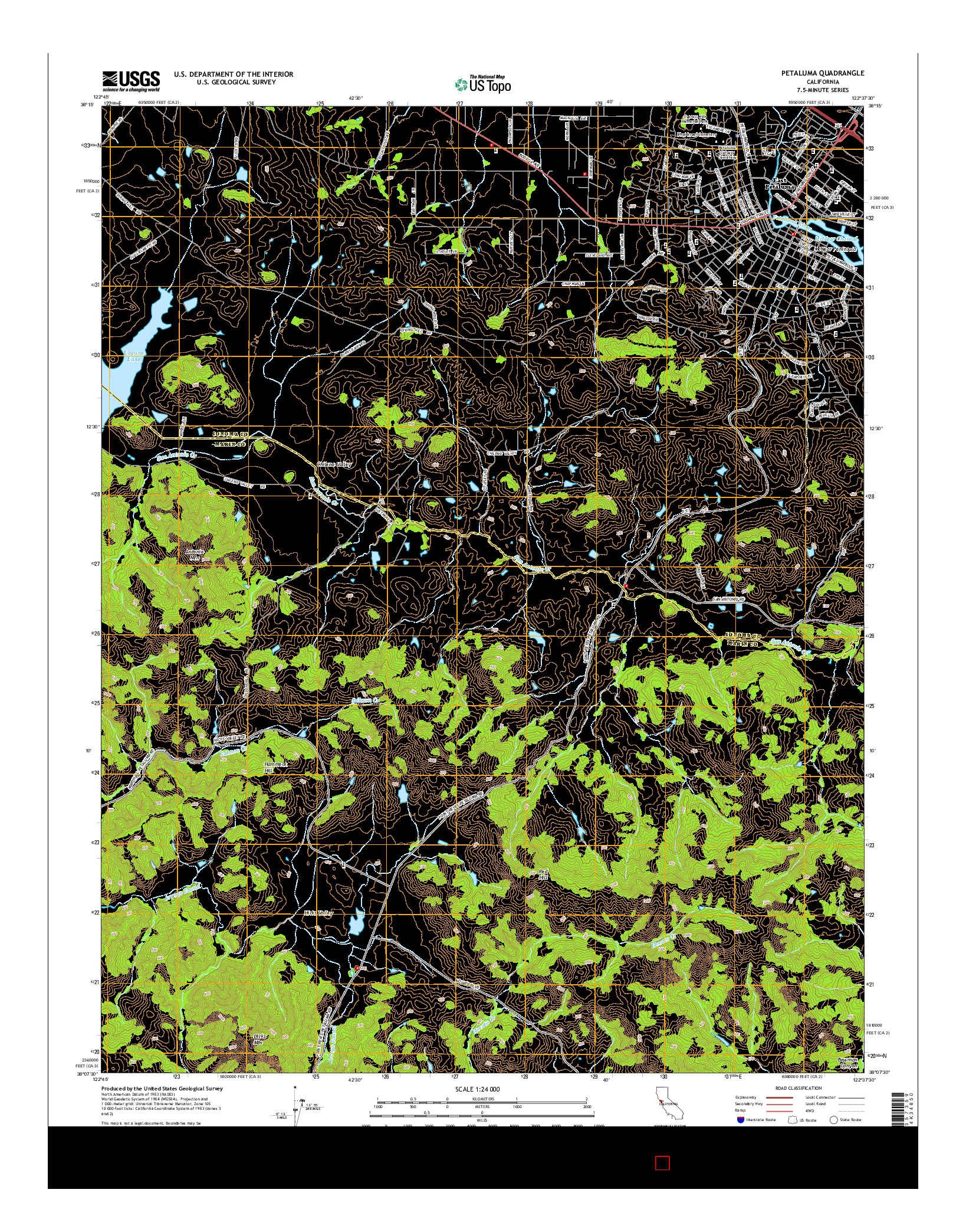 USGS US TOPO 7.5-MINUTE MAP FOR PETALUMA, CA 2015
