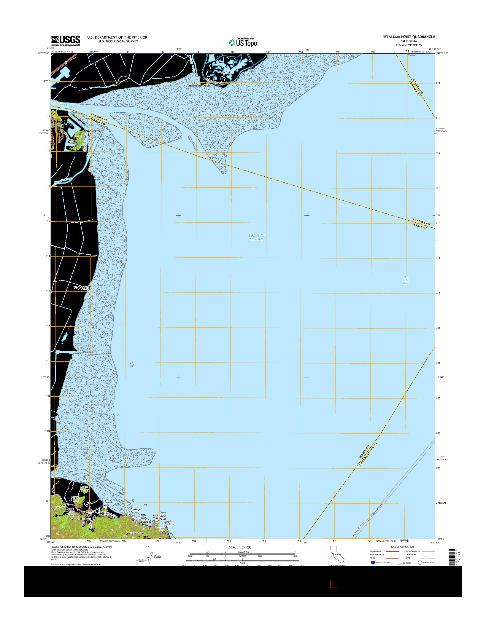 USGS US TOPO 7.5-MINUTE MAP FOR PETALUMA POINT, CA 2015
