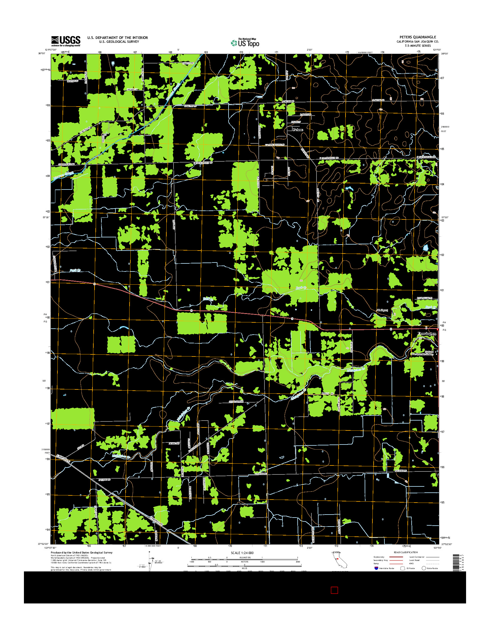 USGS US TOPO 7.5-MINUTE MAP FOR PETERS, CA 2015