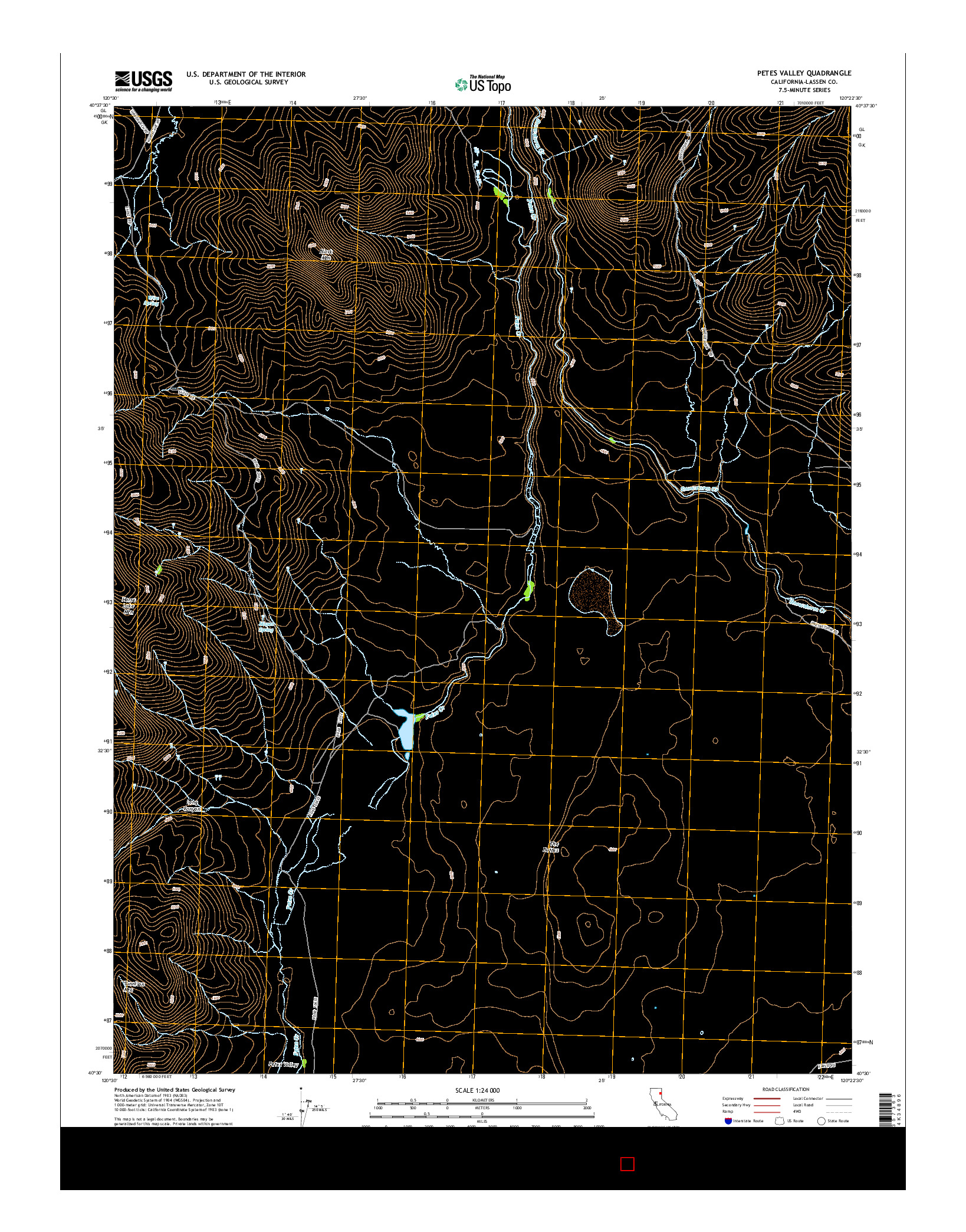 USGS US TOPO 7.5-MINUTE MAP FOR PETES VALLEY, CA 2015