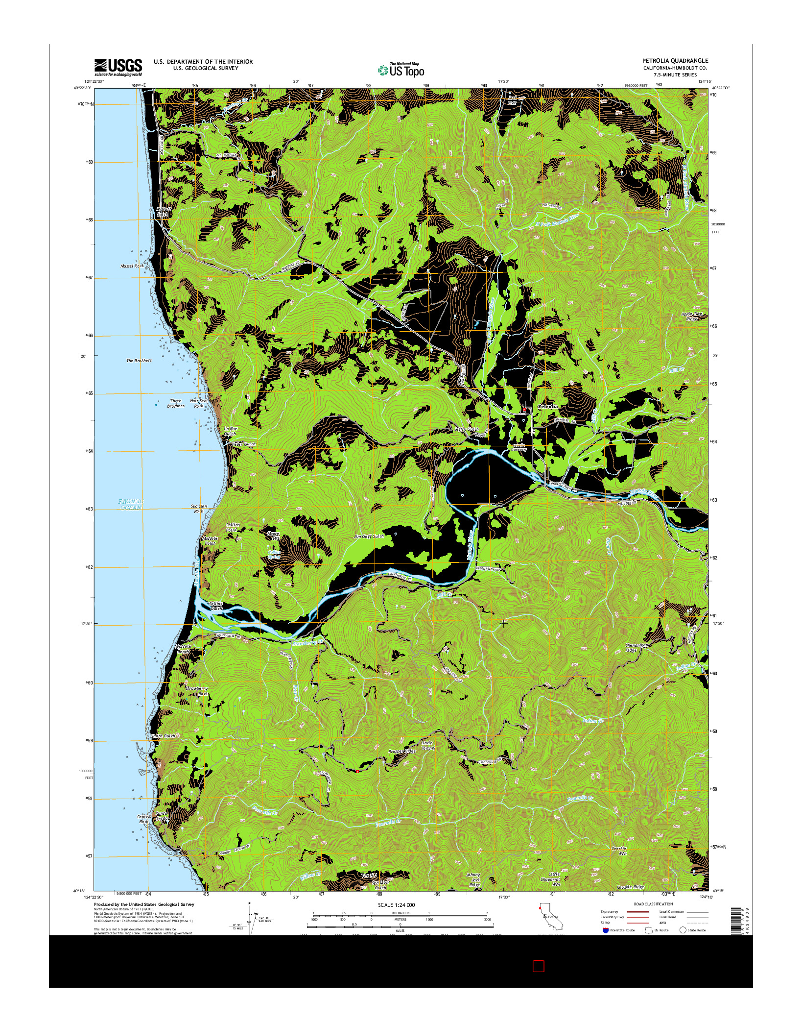 USGS US TOPO 7.5-MINUTE MAP FOR PETROLIA, CA 2015