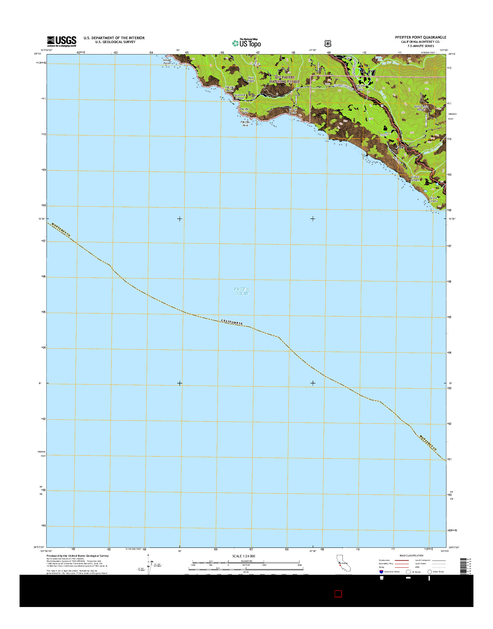 USGS US TOPO 7.5-MINUTE MAP FOR PFEIFFER POINT, CA 2015