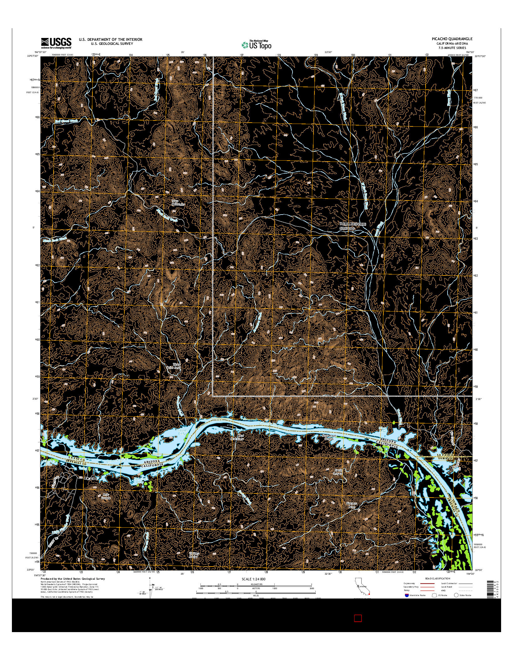 USGS US TOPO 7.5-MINUTE MAP FOR PICACHO, CA-AZ 2015