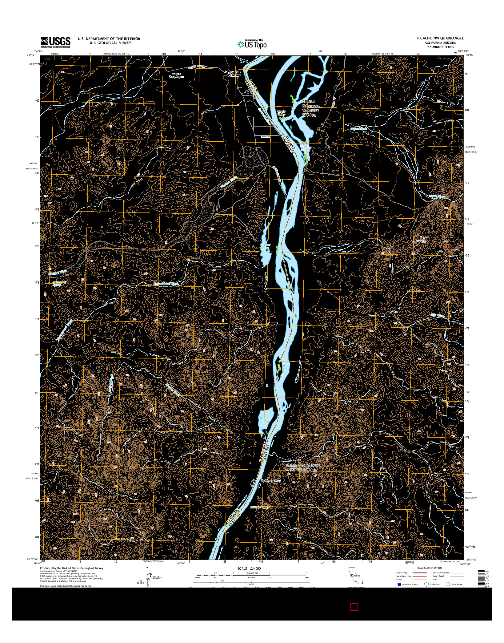 USGS US TOPO 7.5-MINUTE MAP FOR PICACHO NW, CA-AZ 2015