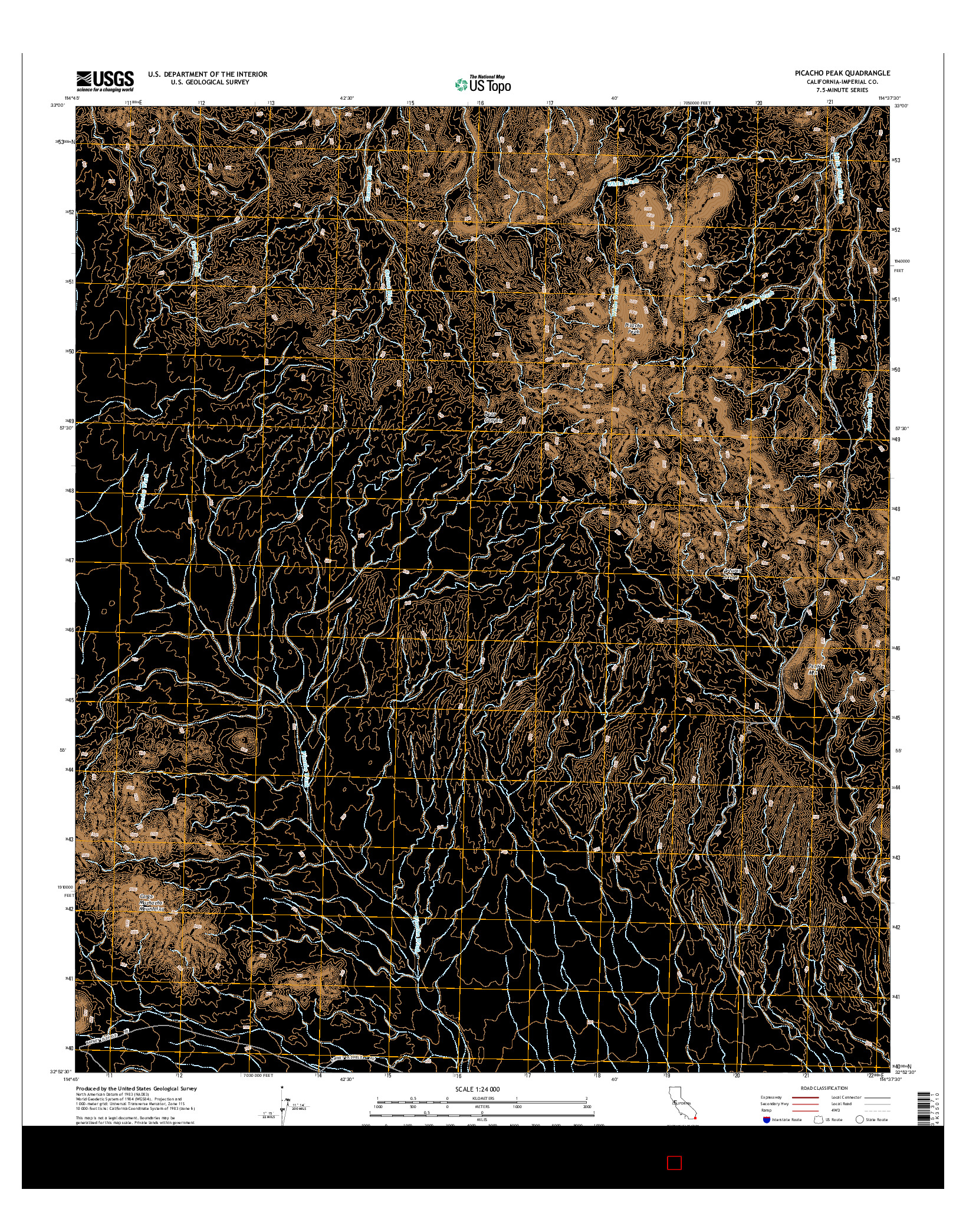USGS US TOPO 7.5-MINUTE MAP FOR PICACHO PEAK, CA 2015