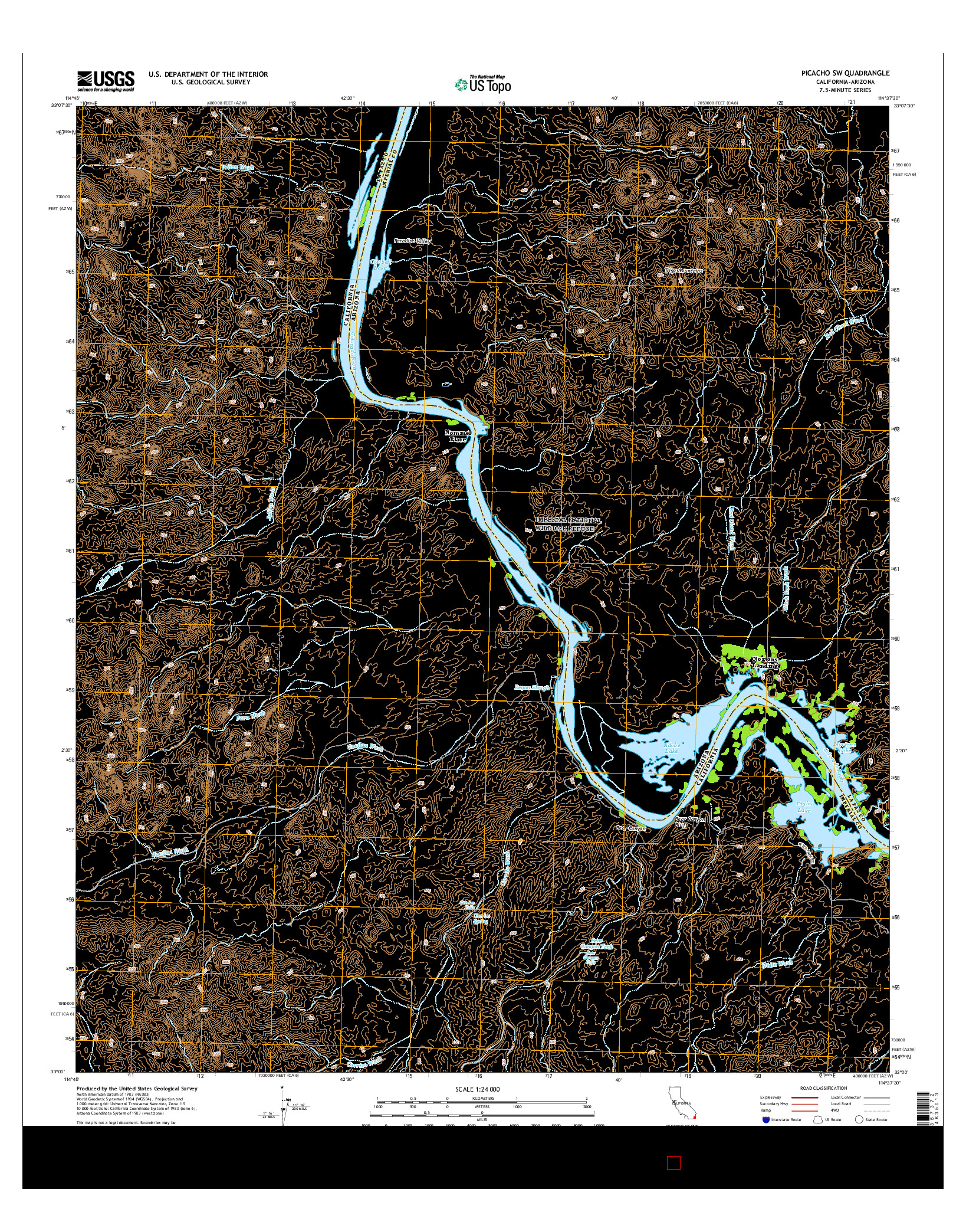 USGS US TOPO 7.5-MINUTE MAP FOR PICACHO SW, CA-AZ 2015