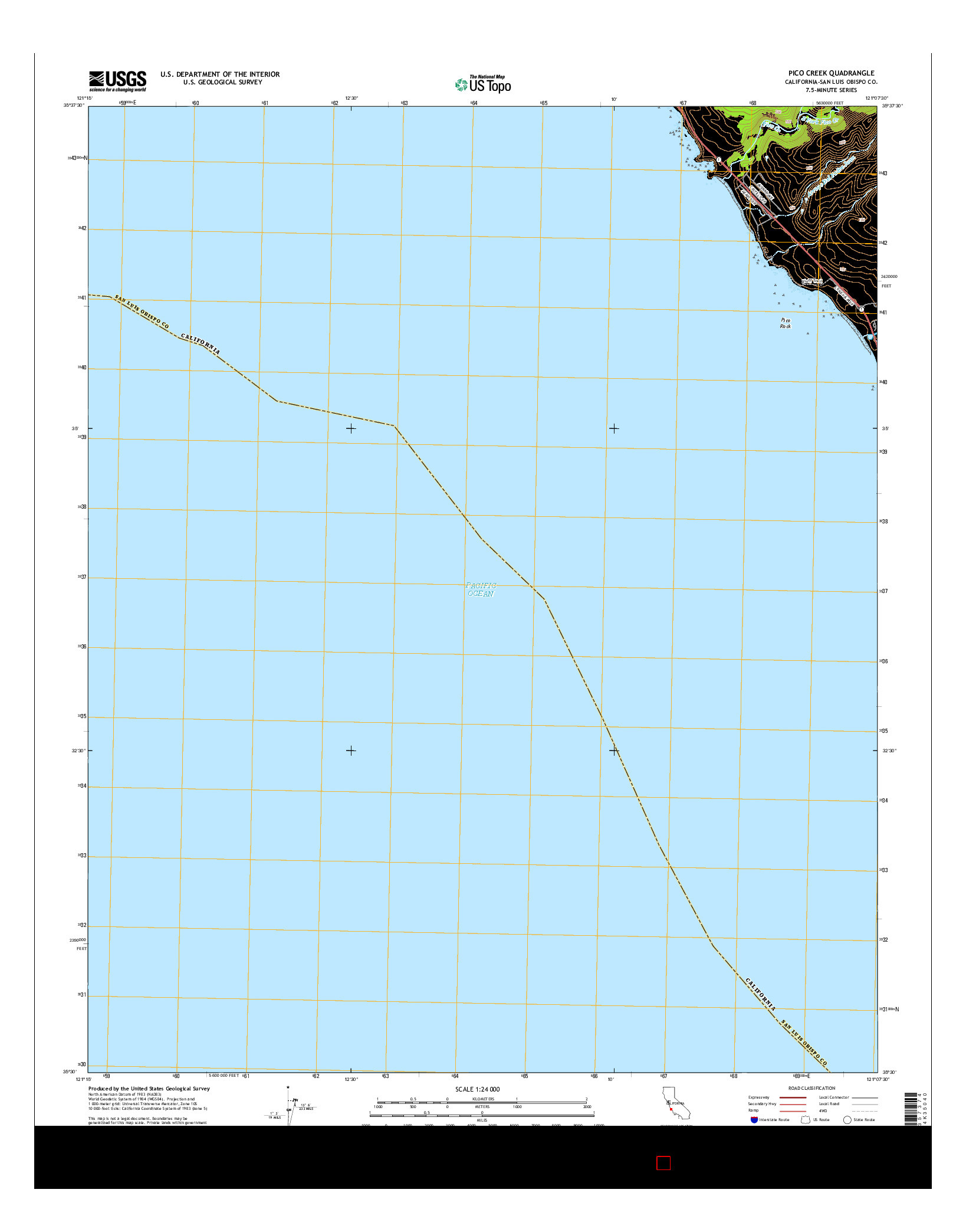 USGS US TOPO 7.5-MINUTE MAP FOR PICO CREEK, CA 2015