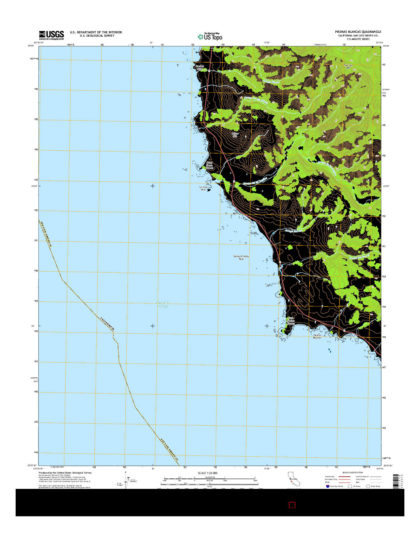USGS US TOPO 7.5-MINUTE MAP FOR PIEDRAS BLANCAS, CA 2015