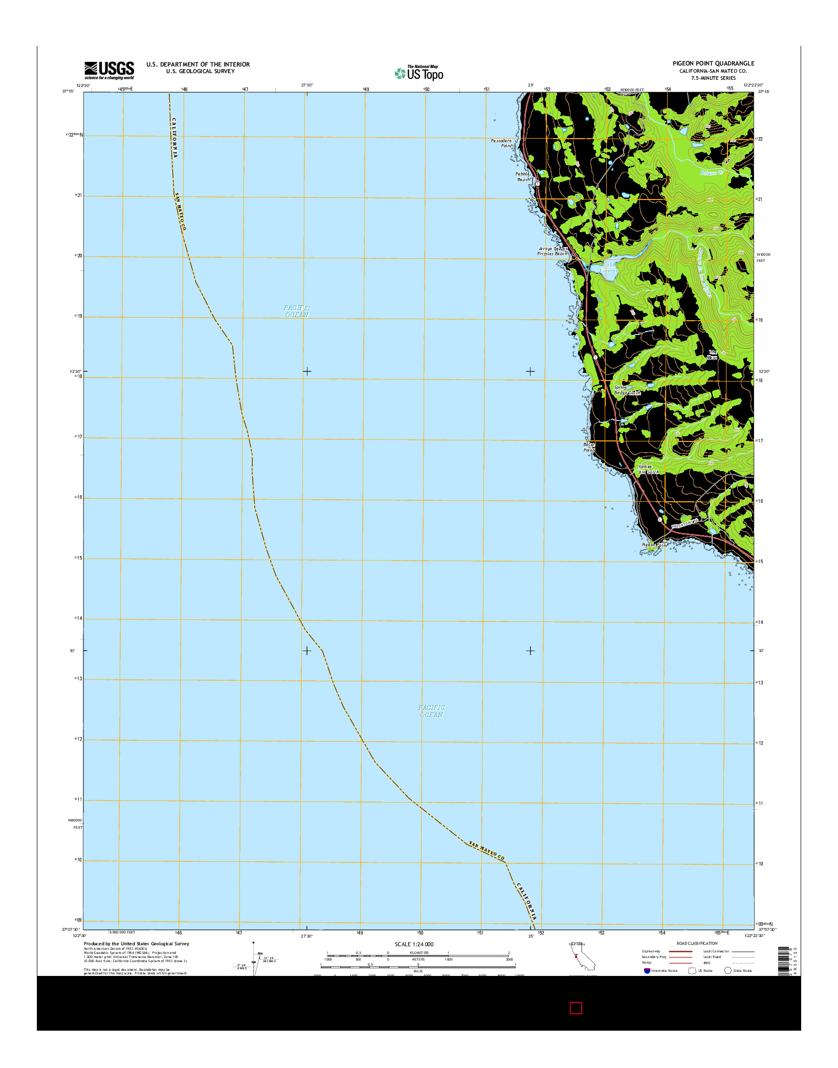 USGS US TOPO 7.5-MINUTE MAP FOR PIGEON POINT, CA 2015