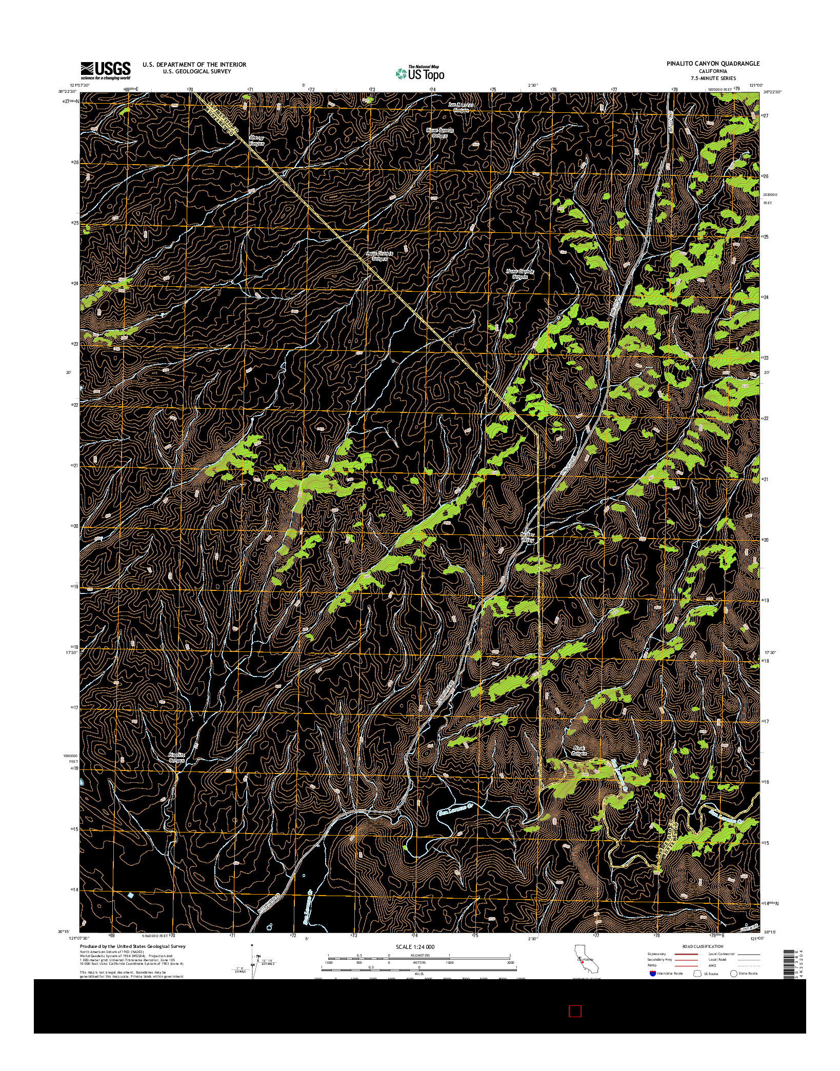 USGS US TOPO 7.5-MINUTE MAP FOR PINALITO CANYON, CA 2015