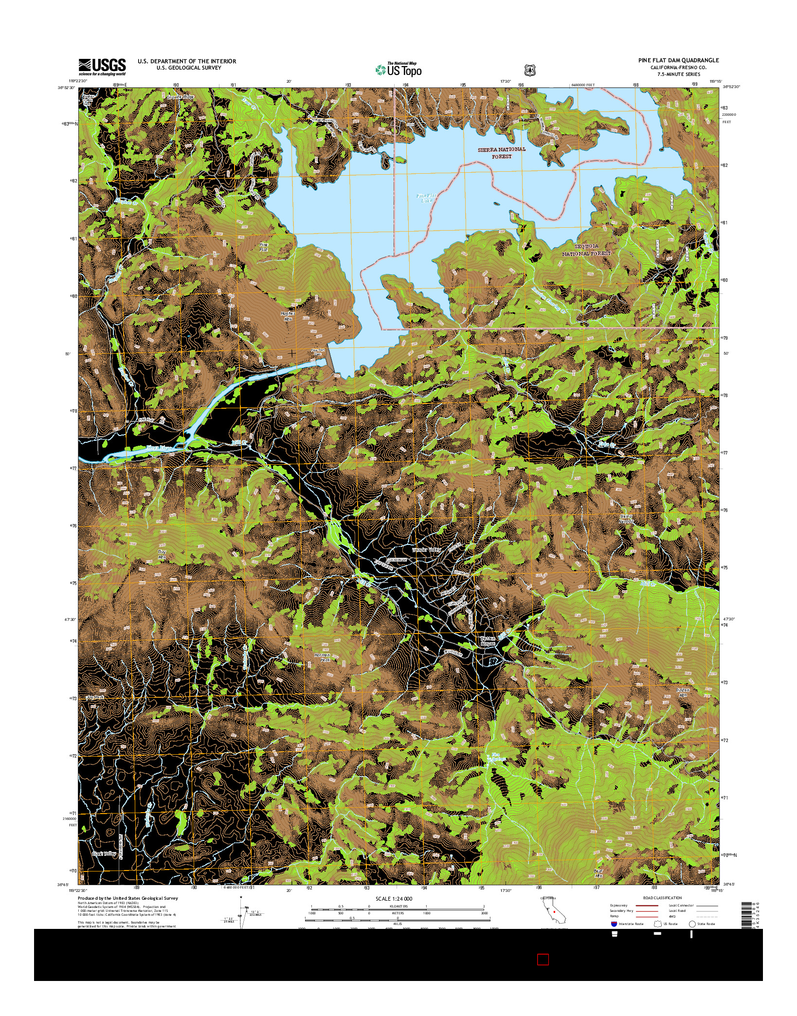 USGS US TOPO 7.5-MINUTE MAP FOR PINE FLAT DAM, CA 2015