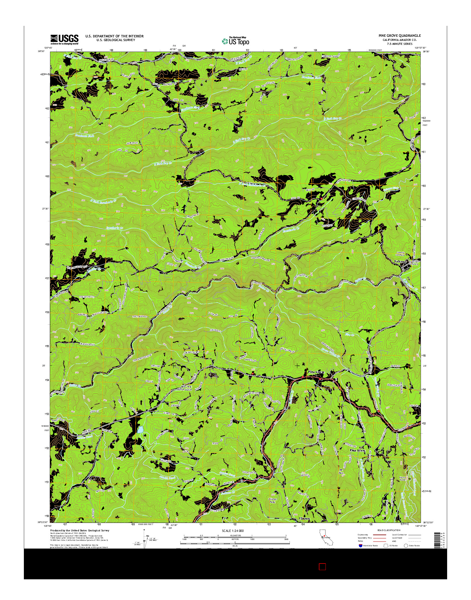 USGS US TOPO 7.5-MINUTE MAP FOR PINE GROVE, CA 2015