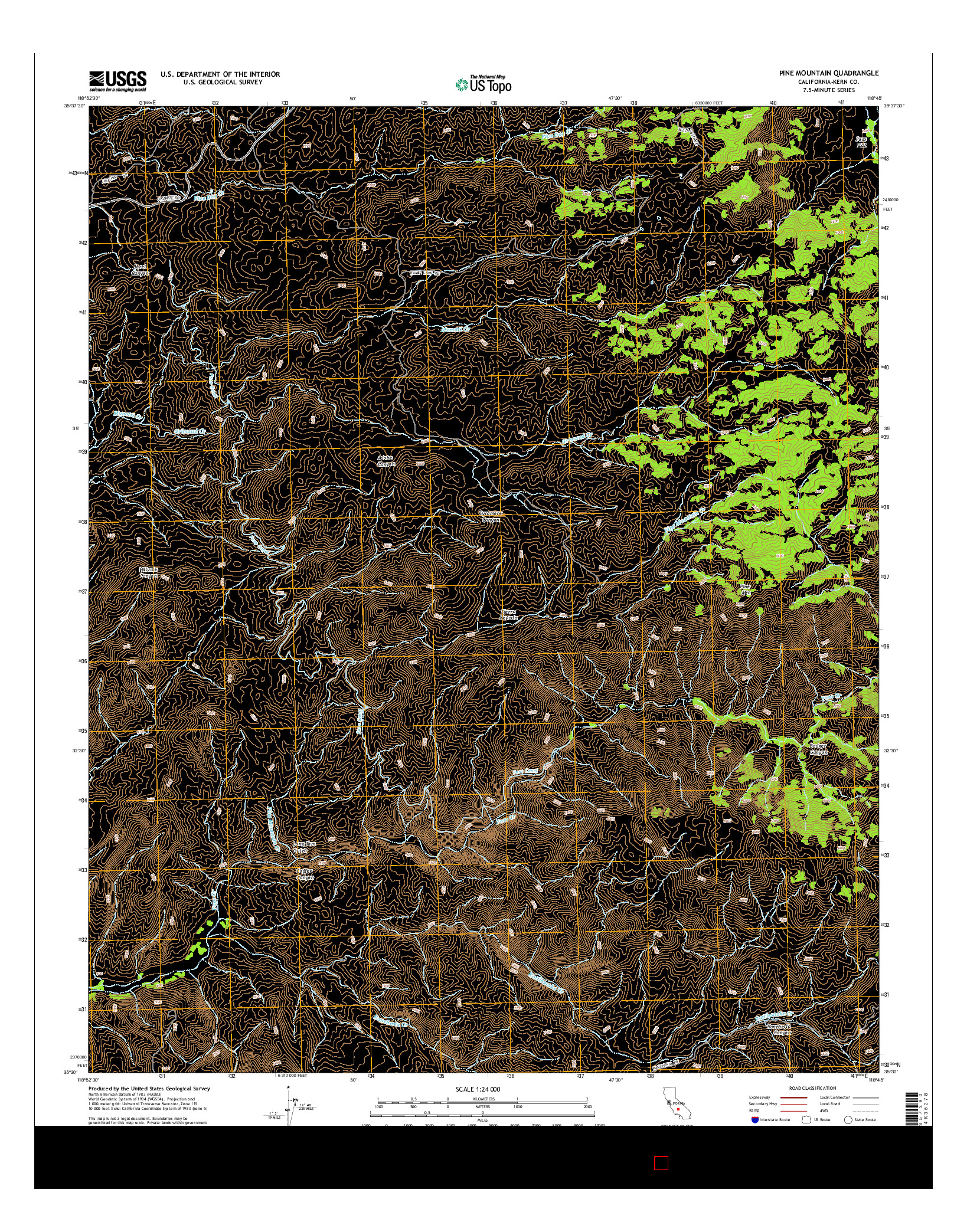 USGS US TOPO 7.5-MINUTE MAP FOR PINE MOUNTAIN, CA 2015