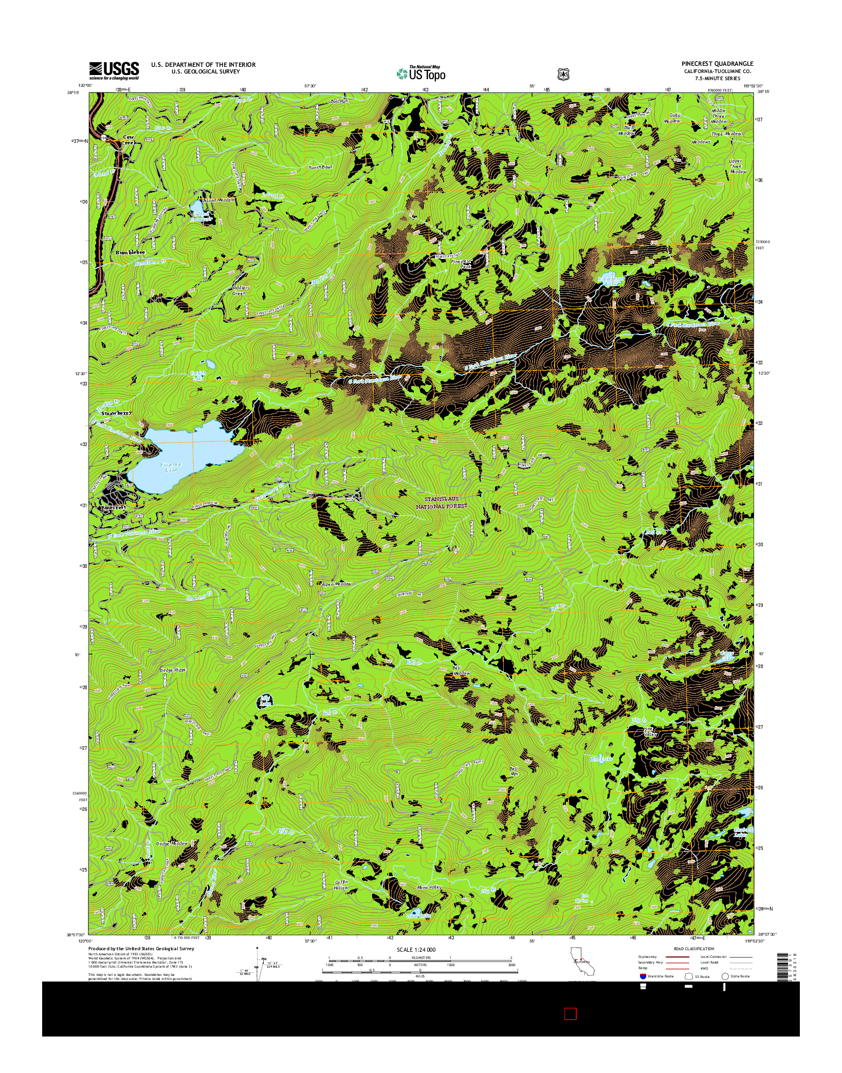 USGS US TOPO 7.5-MINUTE MAP FOR PINECREST, CA 2015