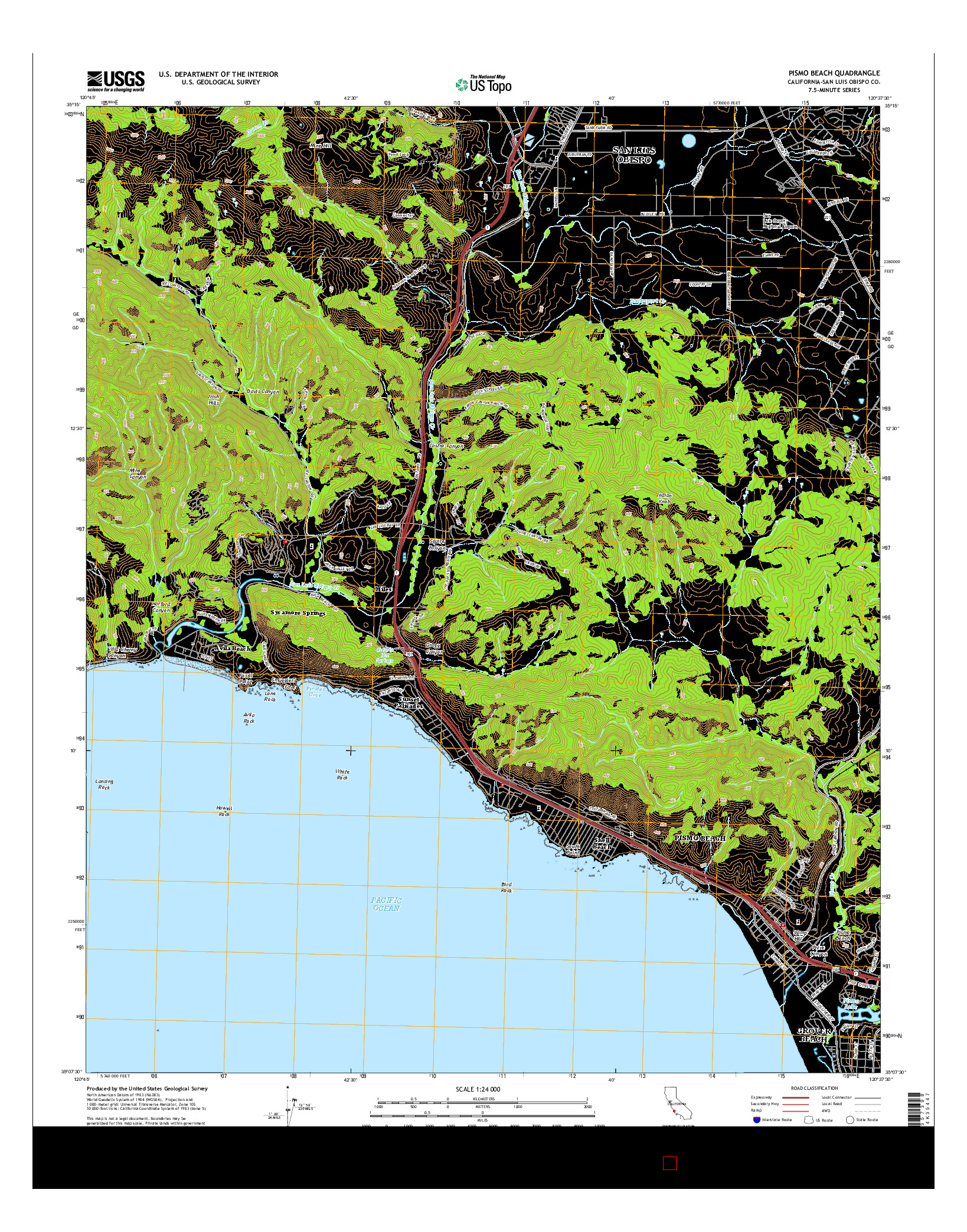USGS US TOPO 7.5-MINUTE MAP FOR PISMO BEACH, CA 2015