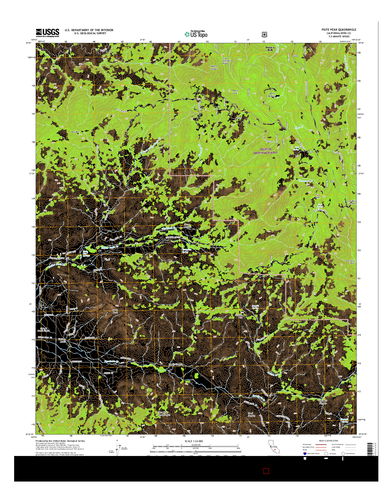 USGS US TOPO 7.5-MINUTE MAP FOR PIUTE PEAK, CA 2015
