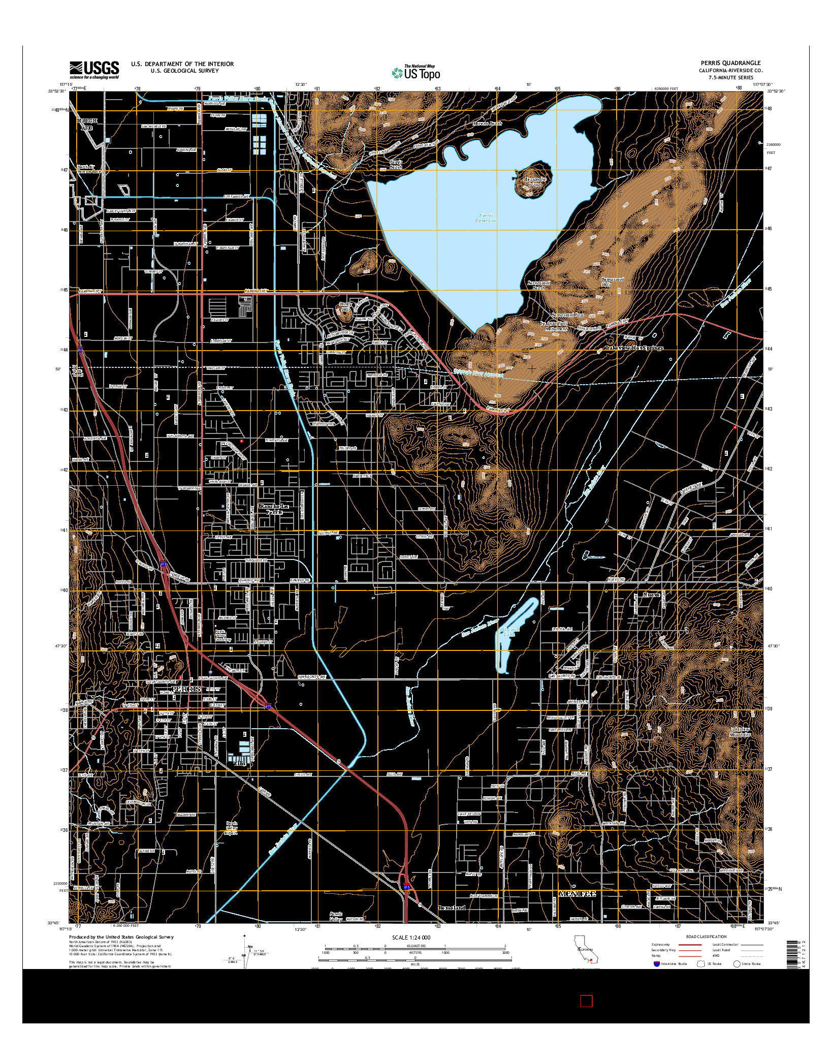 USGS US TOPO 7.5-MINUTE MAP FOR PERRIS, CA 2015