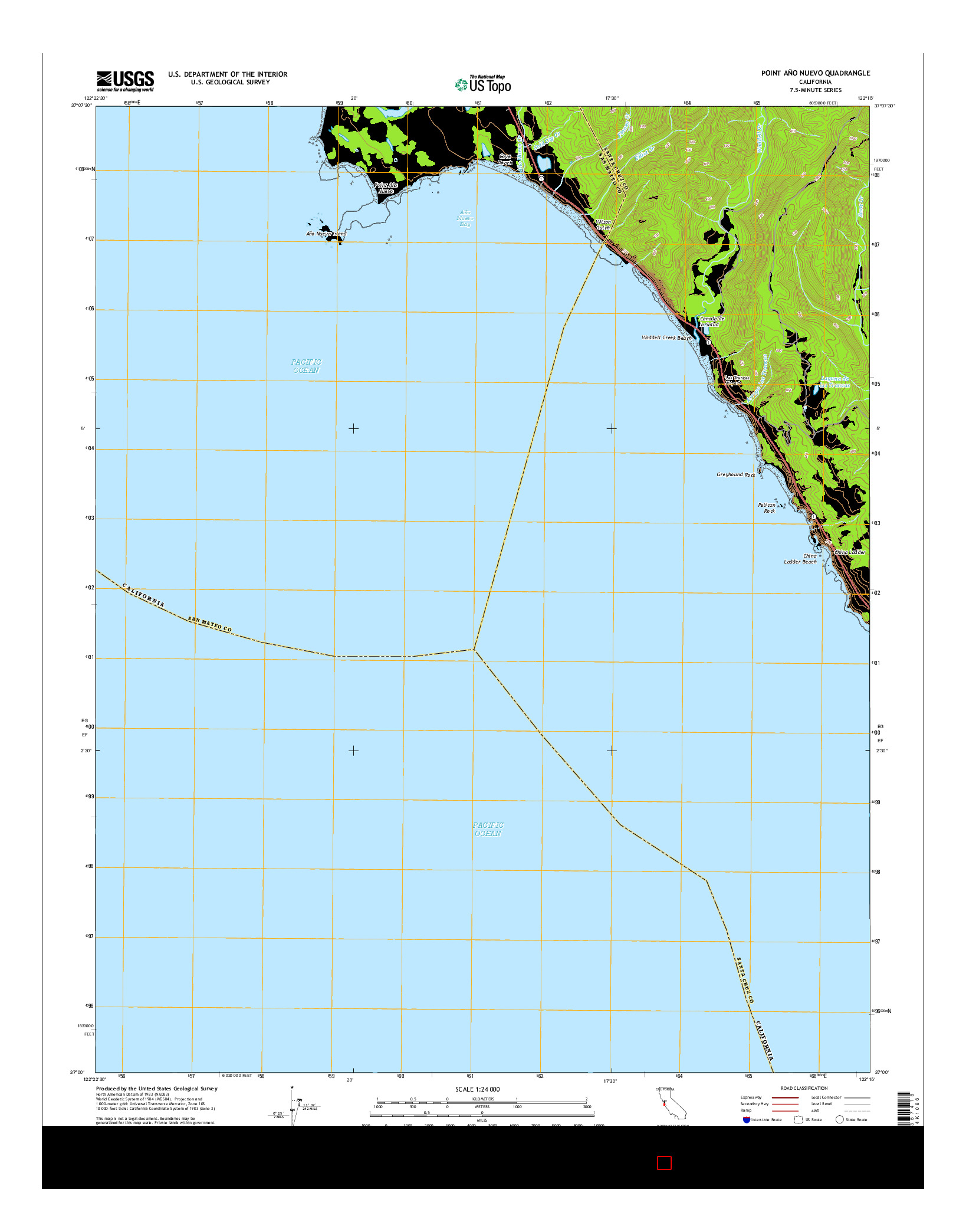 USGS US TOPO 7.5-MINUTE MAP FOR POINT AñO NUEVO, CA 2015