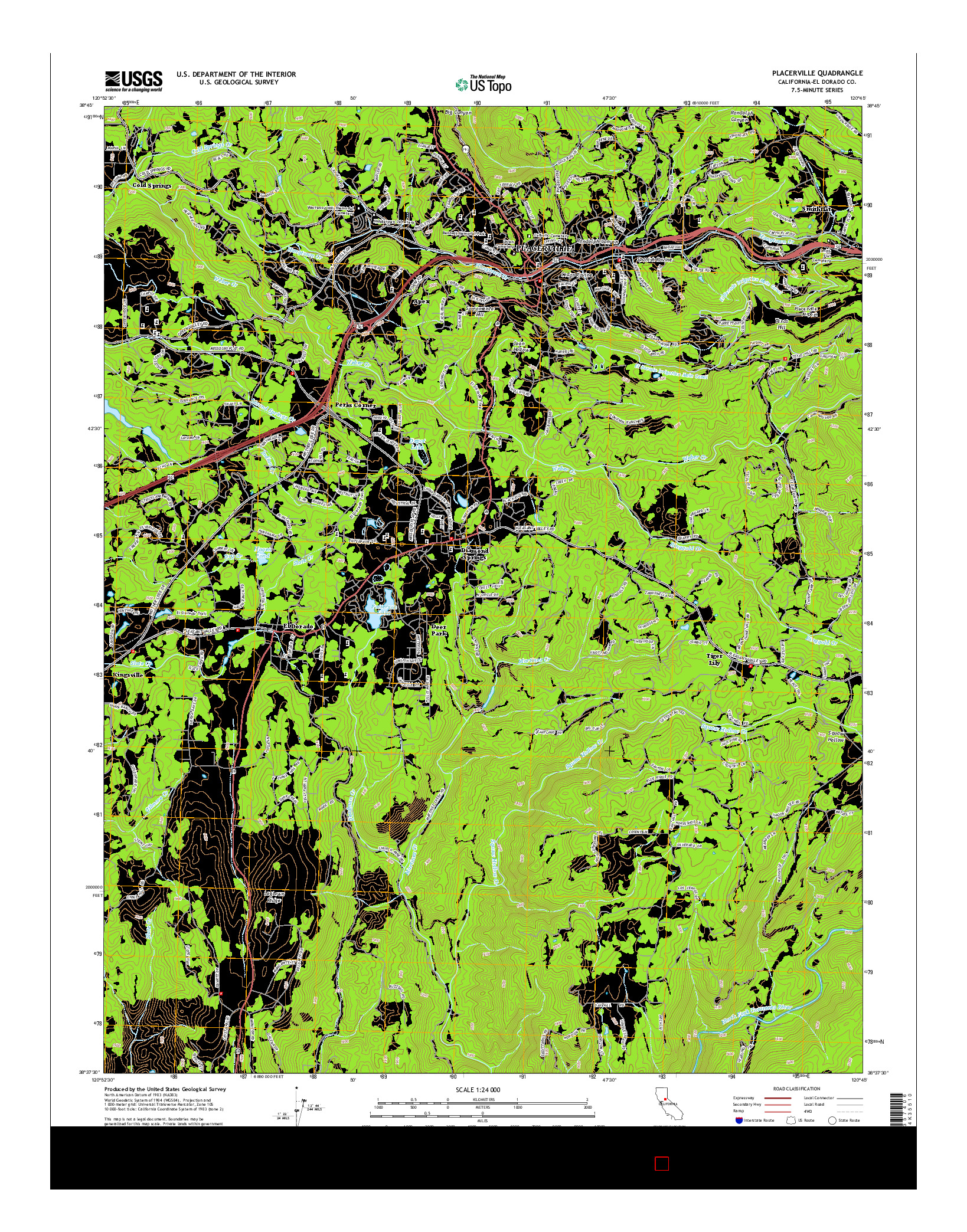 USGS US TOPO 7.5-MINUTE MAP FOR PLACERVILLE, CA 2015