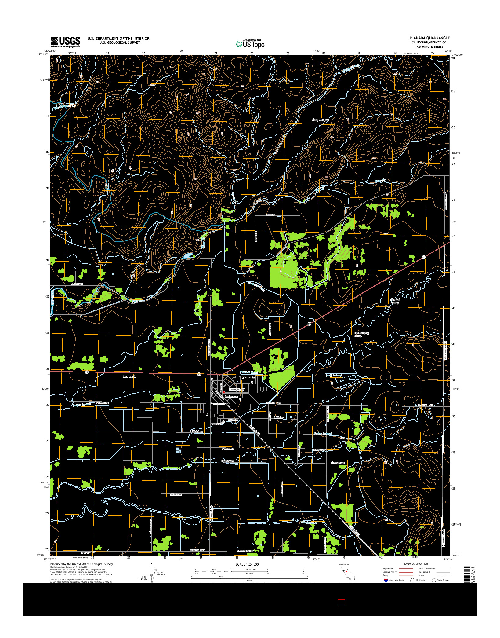 USGS US TOPO 7.5-MINUTE MAP FOR PLANADA, CA 2015