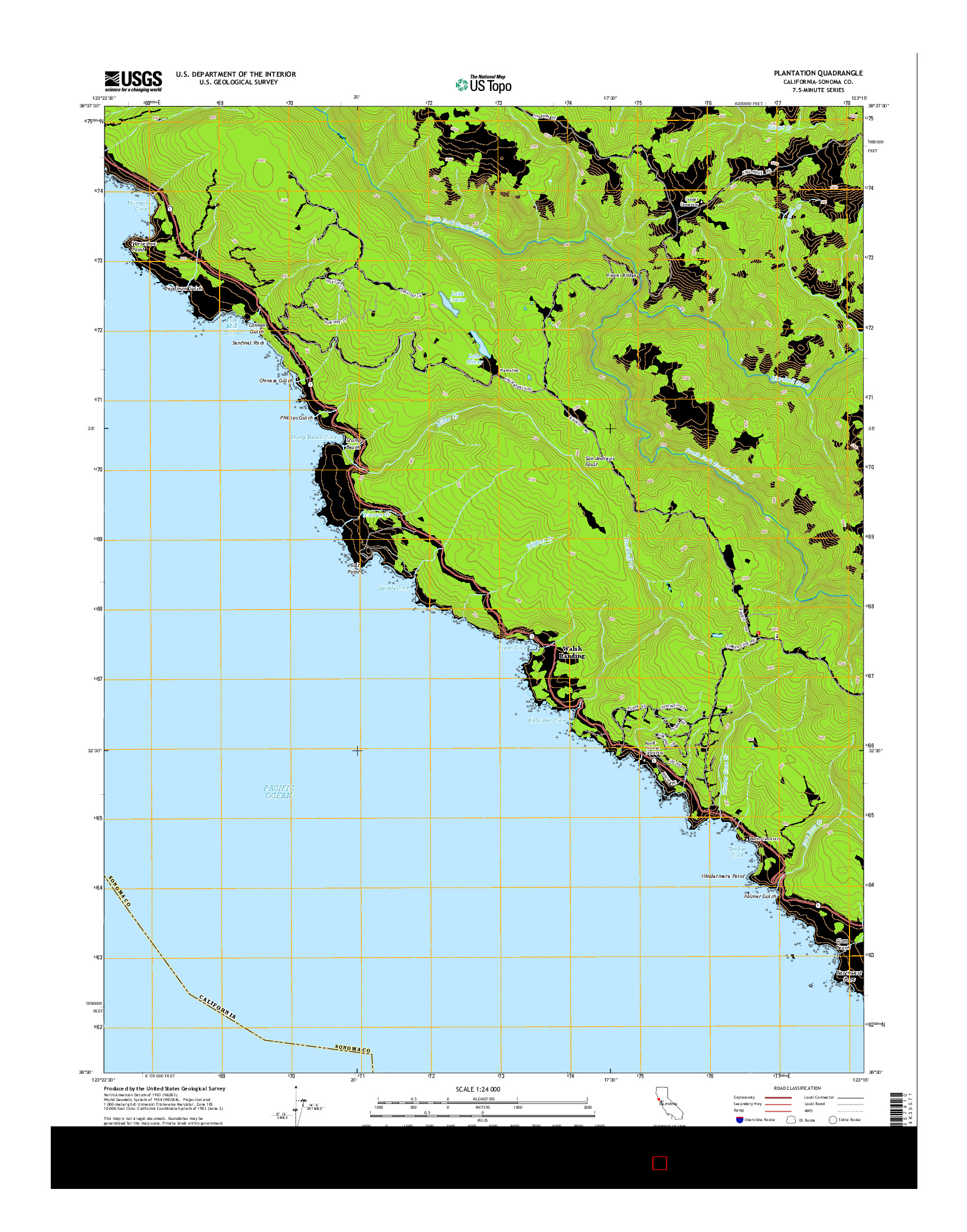 USGS US TOPO 7.5-MINUTE MAP FOR PLANTATION, CA 2015