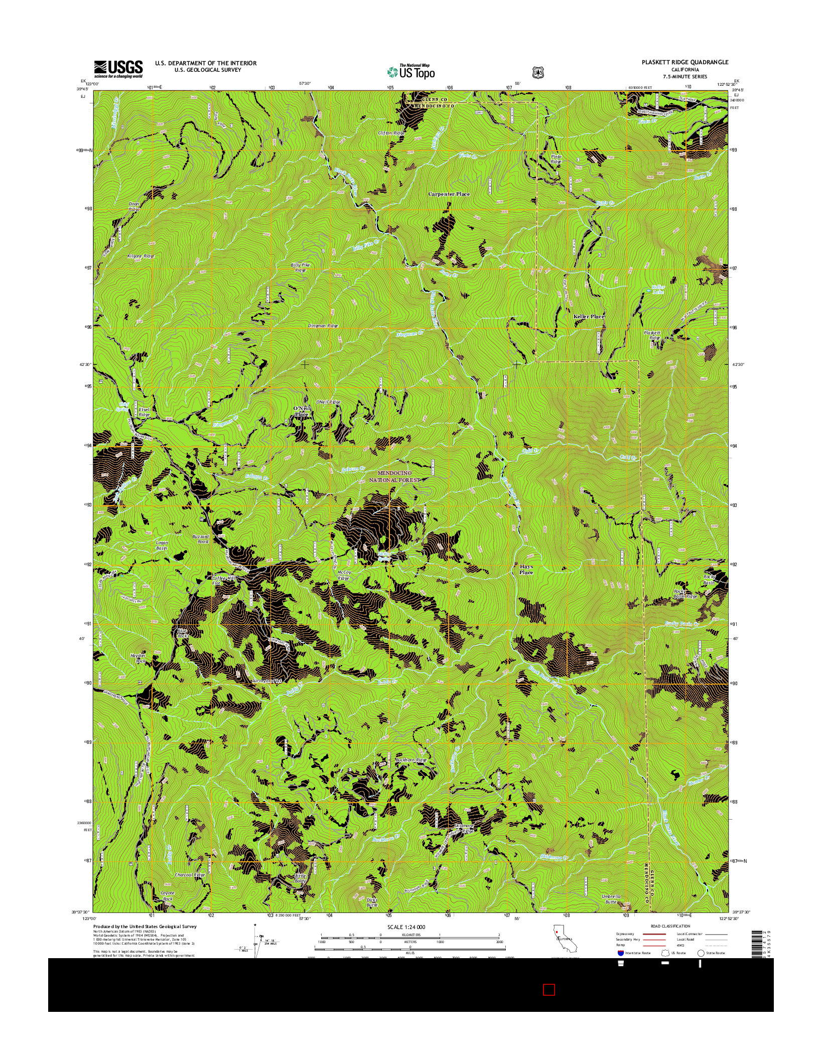 USGS US TOPO 7.5-MINUTE MAP FOR PLASKETT RIDGE, CA 2015