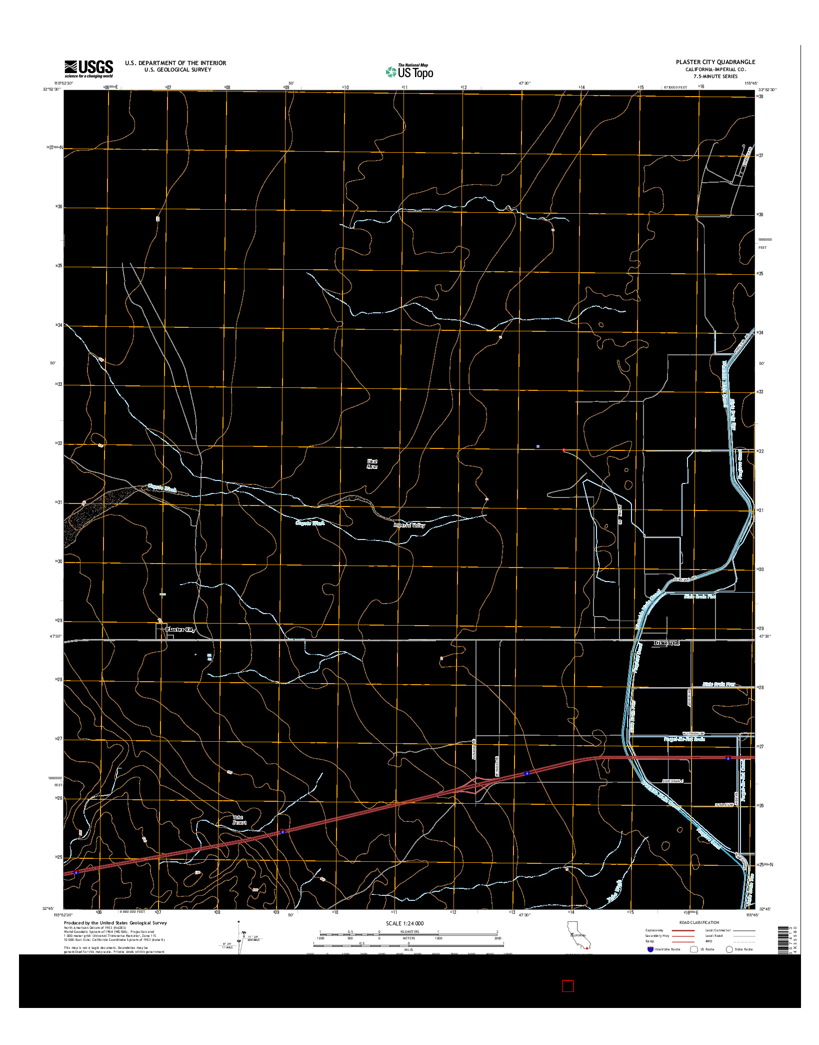 USGS US TOPO 7.5-MINUTE MAP FOR PLASTER CITY, CA 2015