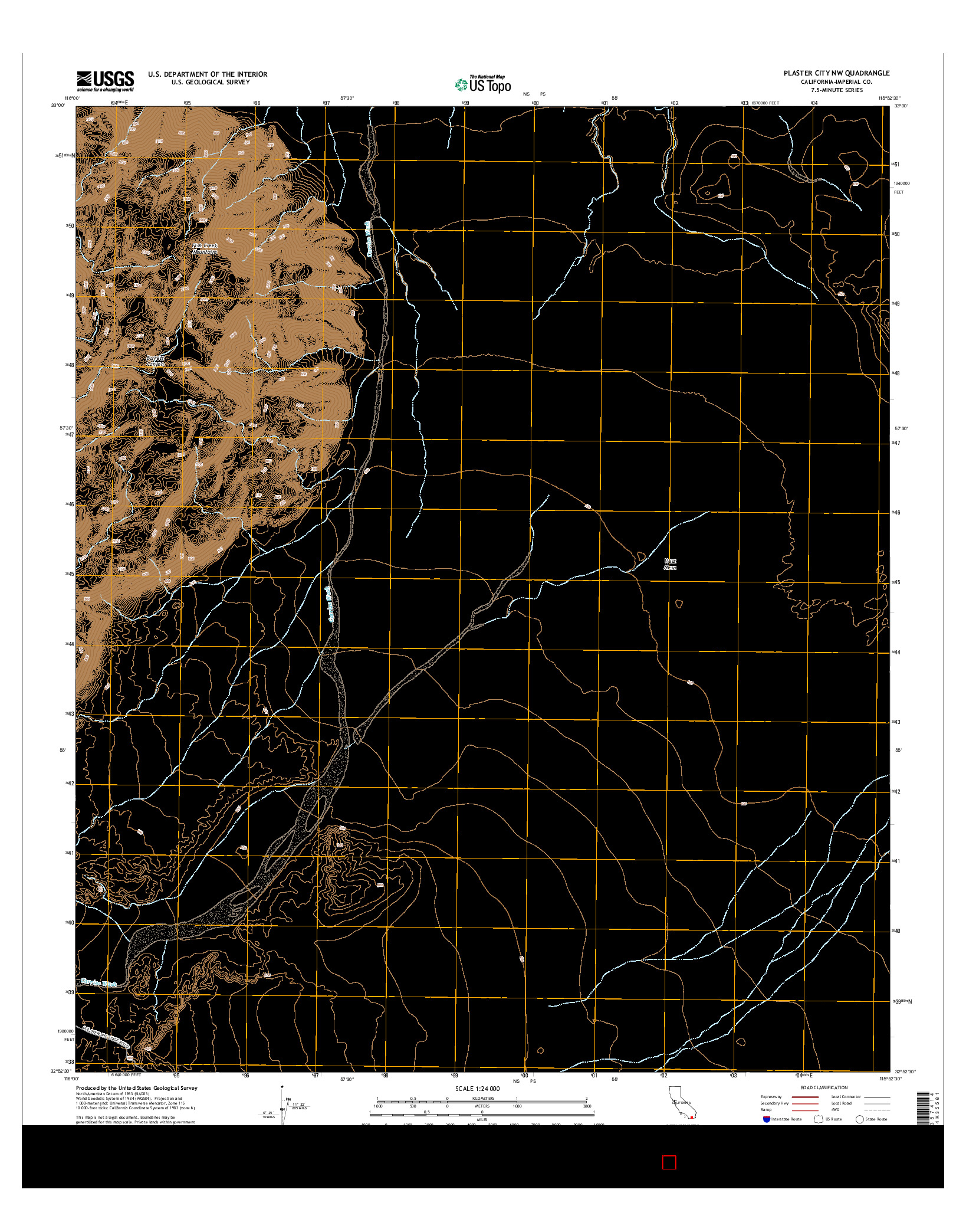 USGS US TOPO 7.5-MINUTE MAP FOR PLASTER CITY NW, CA 2015
