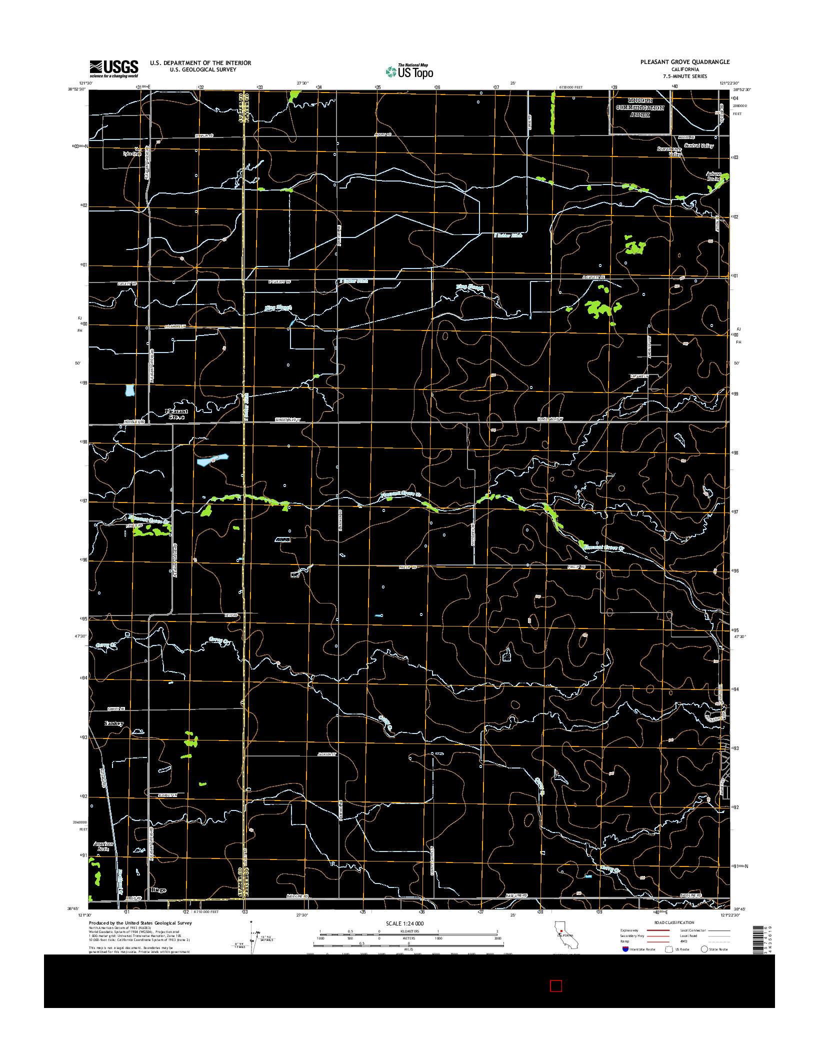 USGS US TOPO 7.5-MINUTE MAP FOR PLEASANT GROVE, CA 2015