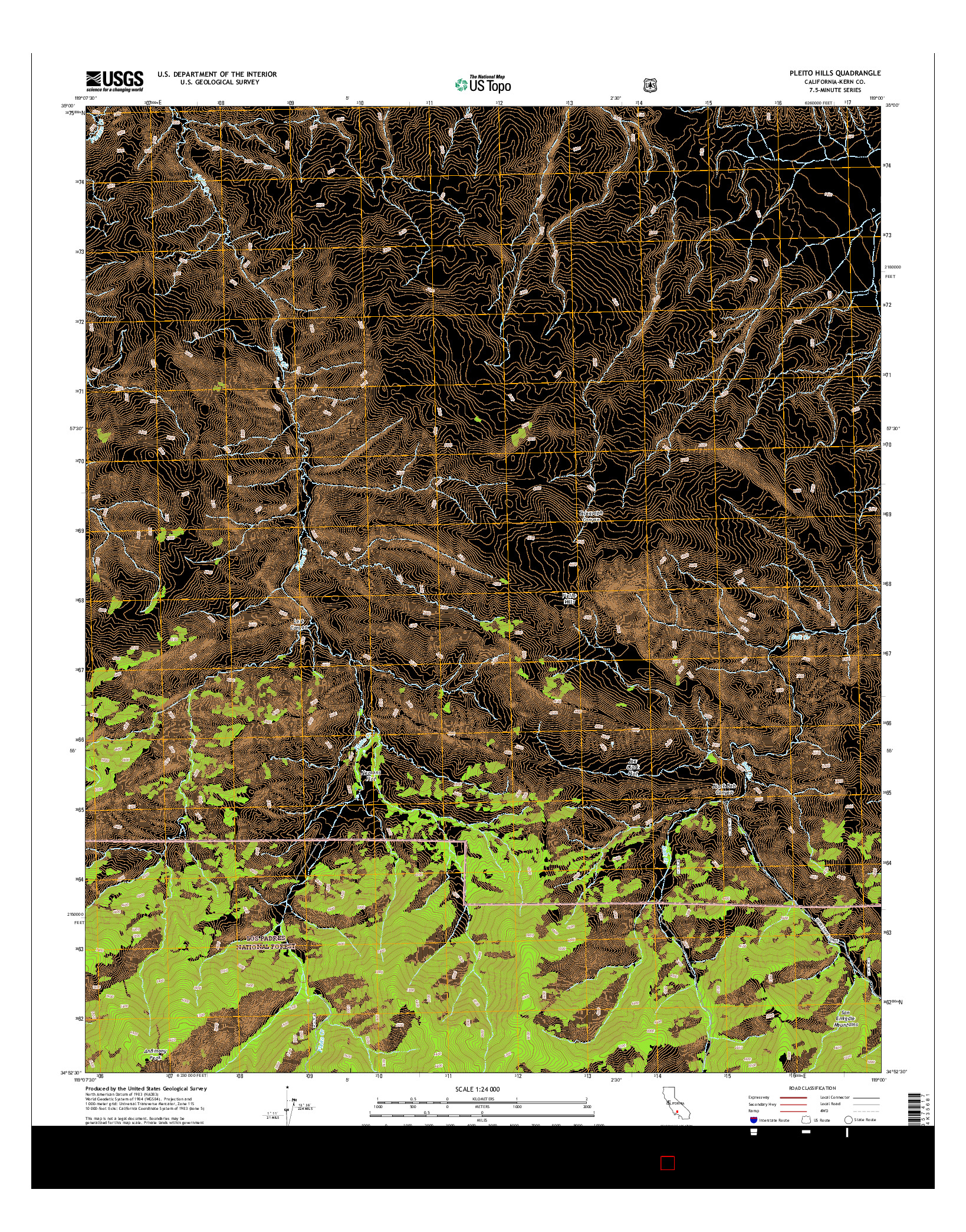 USGS US TOPO 7.5-MINUTE MAP FOR PLEITO HILLS, CA 2015