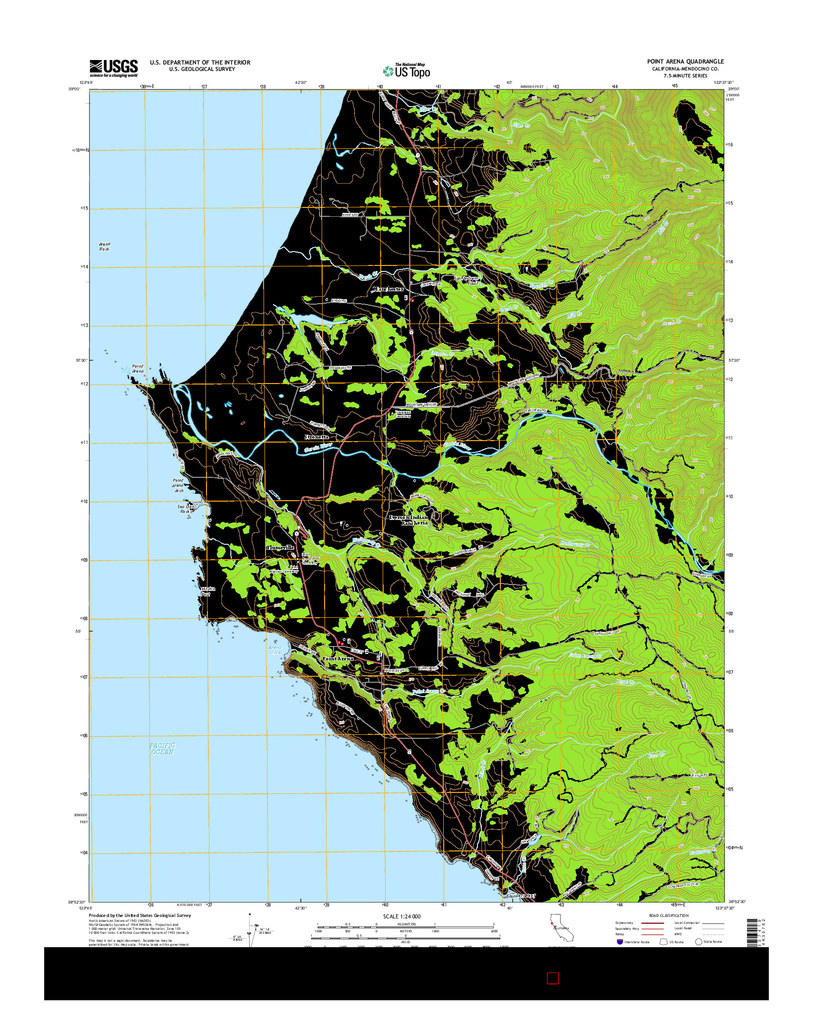 USGS US TOPO 7.5-MINUTE MAP FOR POINT ARENA, CA 2015