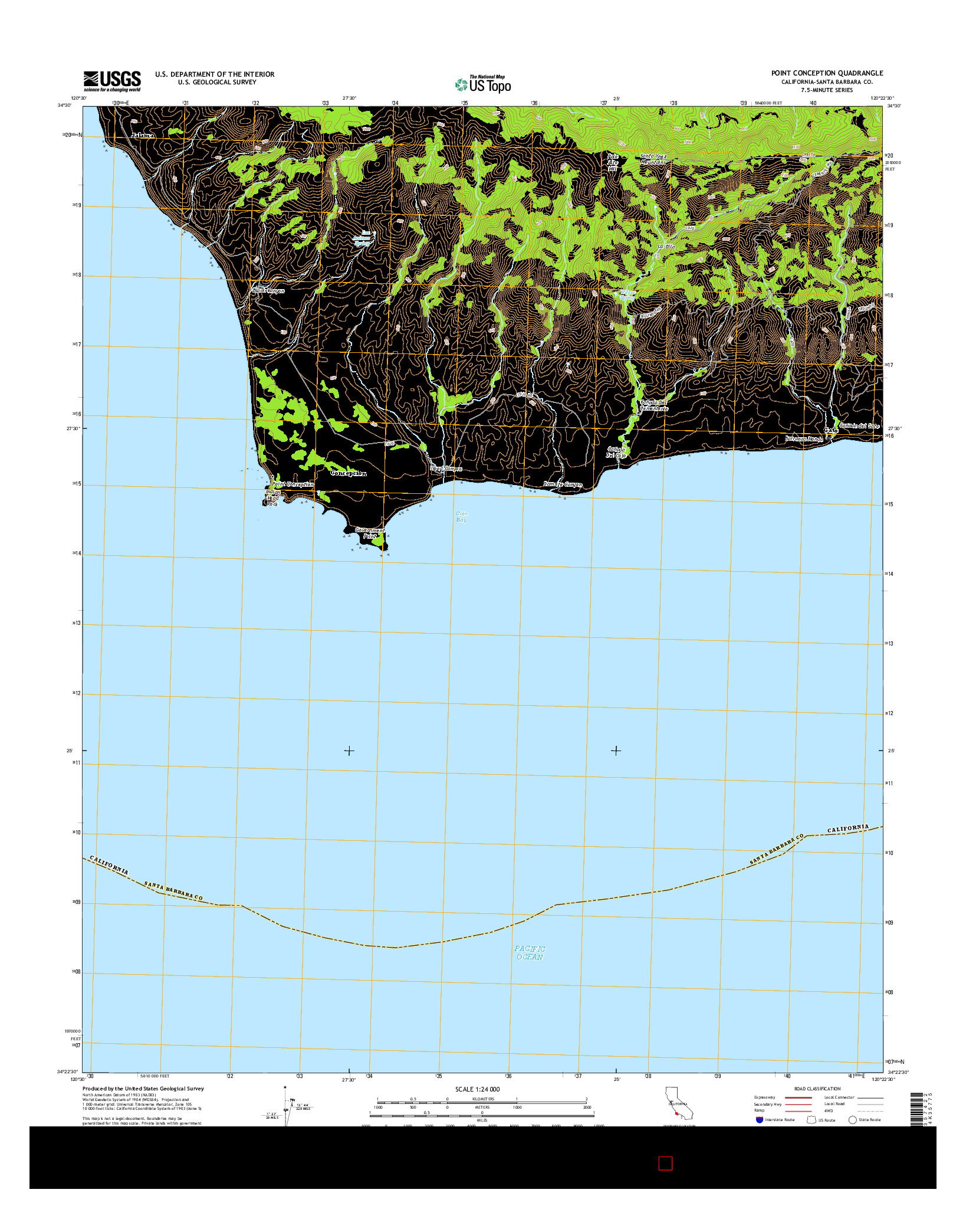USGS US TOPO 7.5-MINUTE MAP FOR POINT CONCEPTION, CA 2015