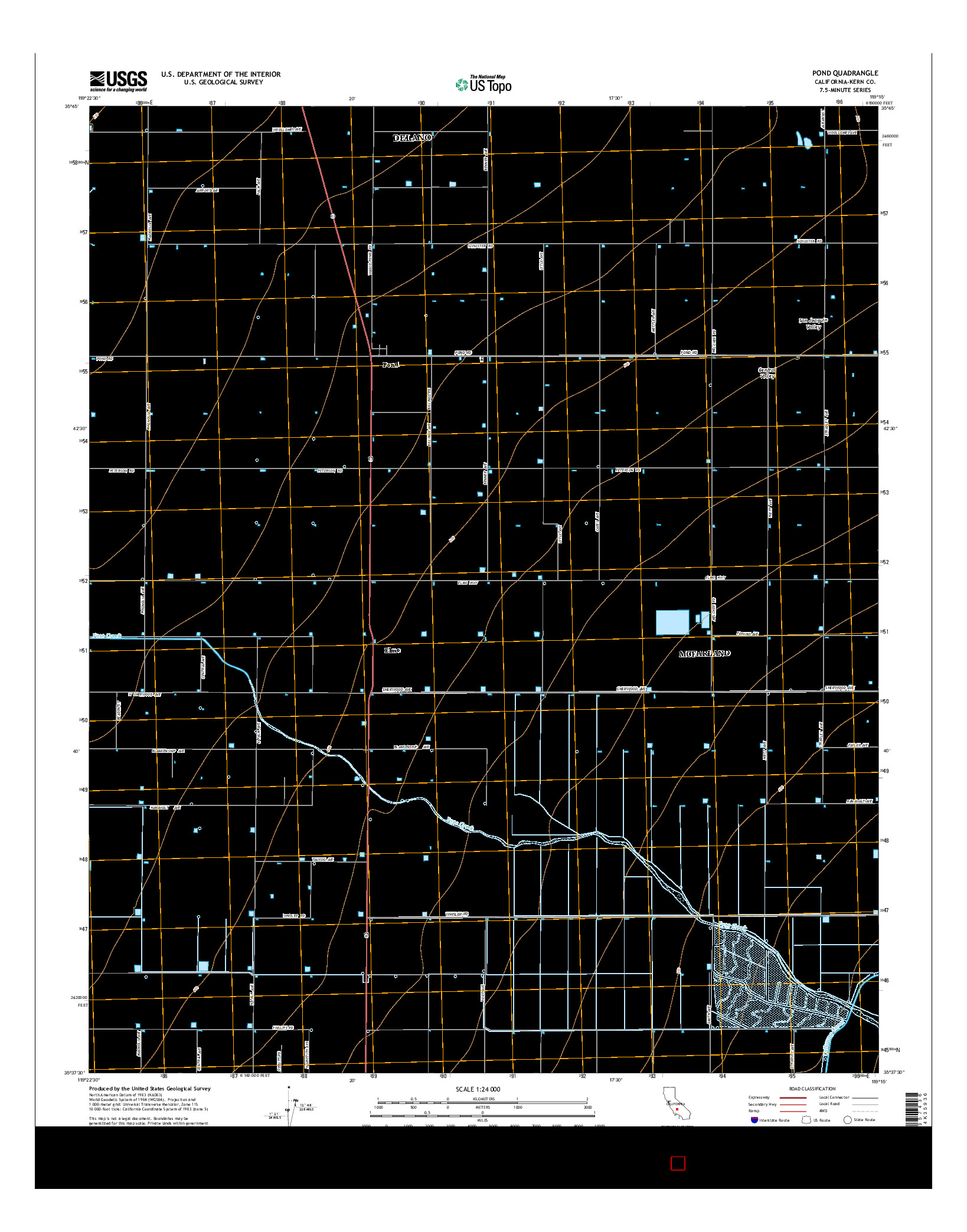 USGS US TOPO 7.5-MINUTE MAP FOR POND, CA 2015