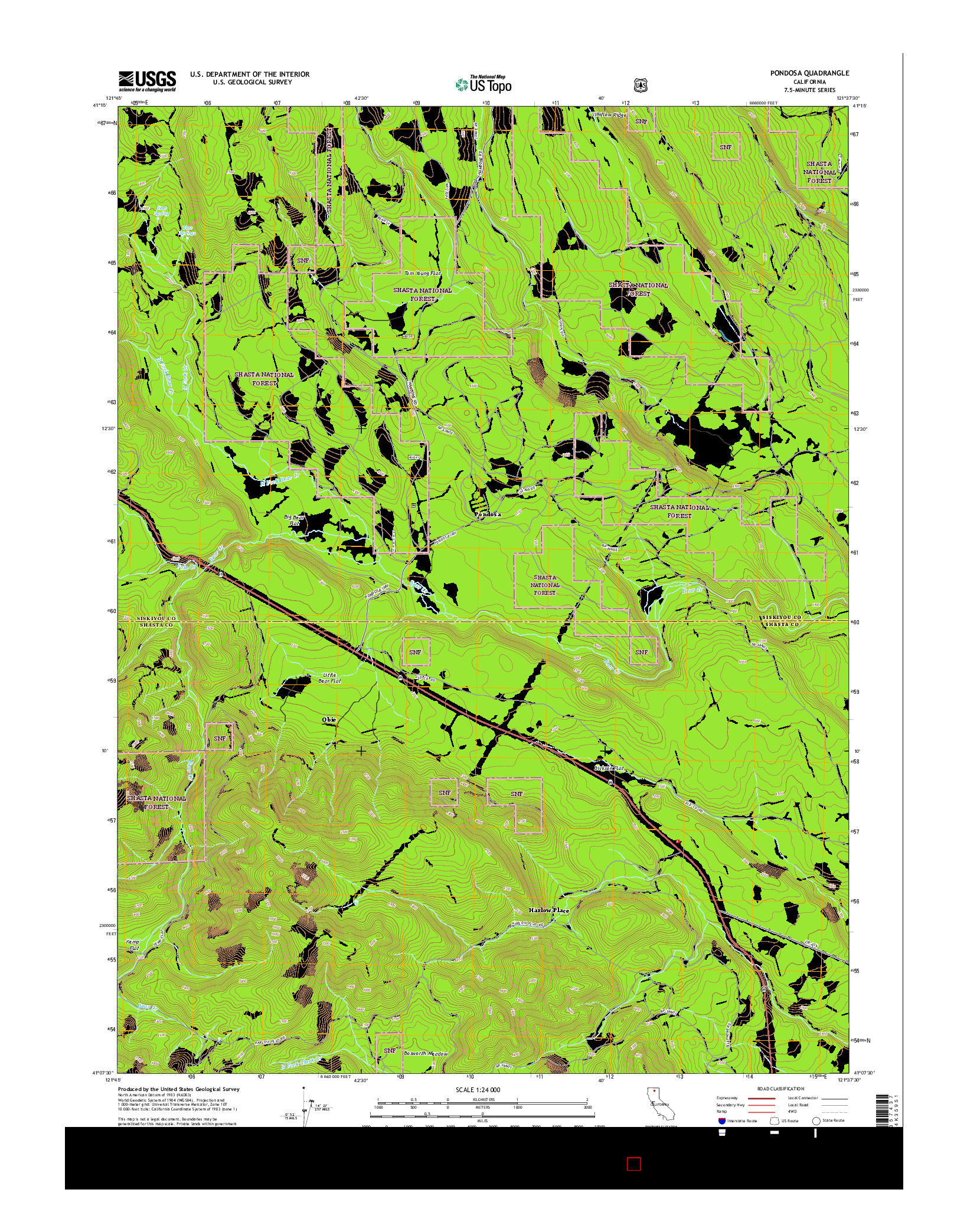 USGS US TOPO 7.5-MINUTE MAP FOR PONDOSA, CA 2015