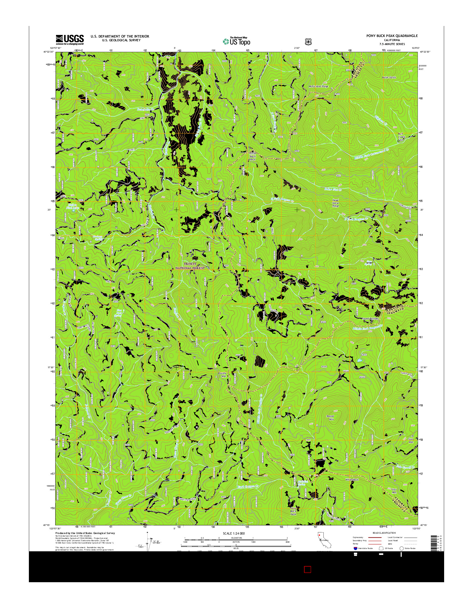 USGS US TOPO 7.5-MINUTE MAP FOR PONY BUCK PEAK, CA 2015