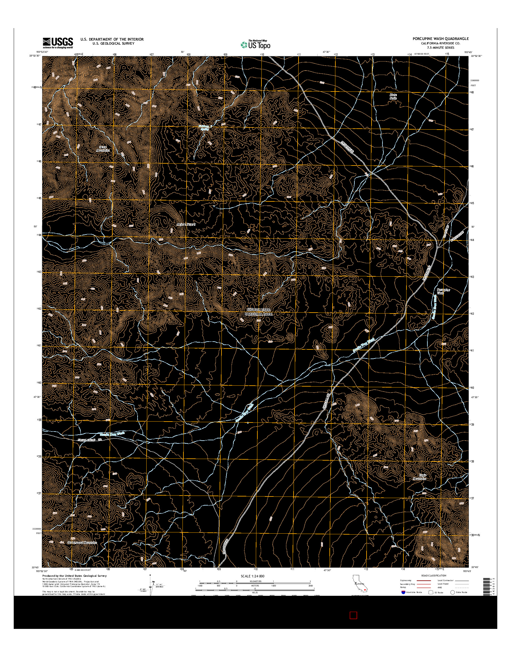 USGS US TOPO 7.5-MINUTE MAP FOR PORCUPINE WASH, CA 2015