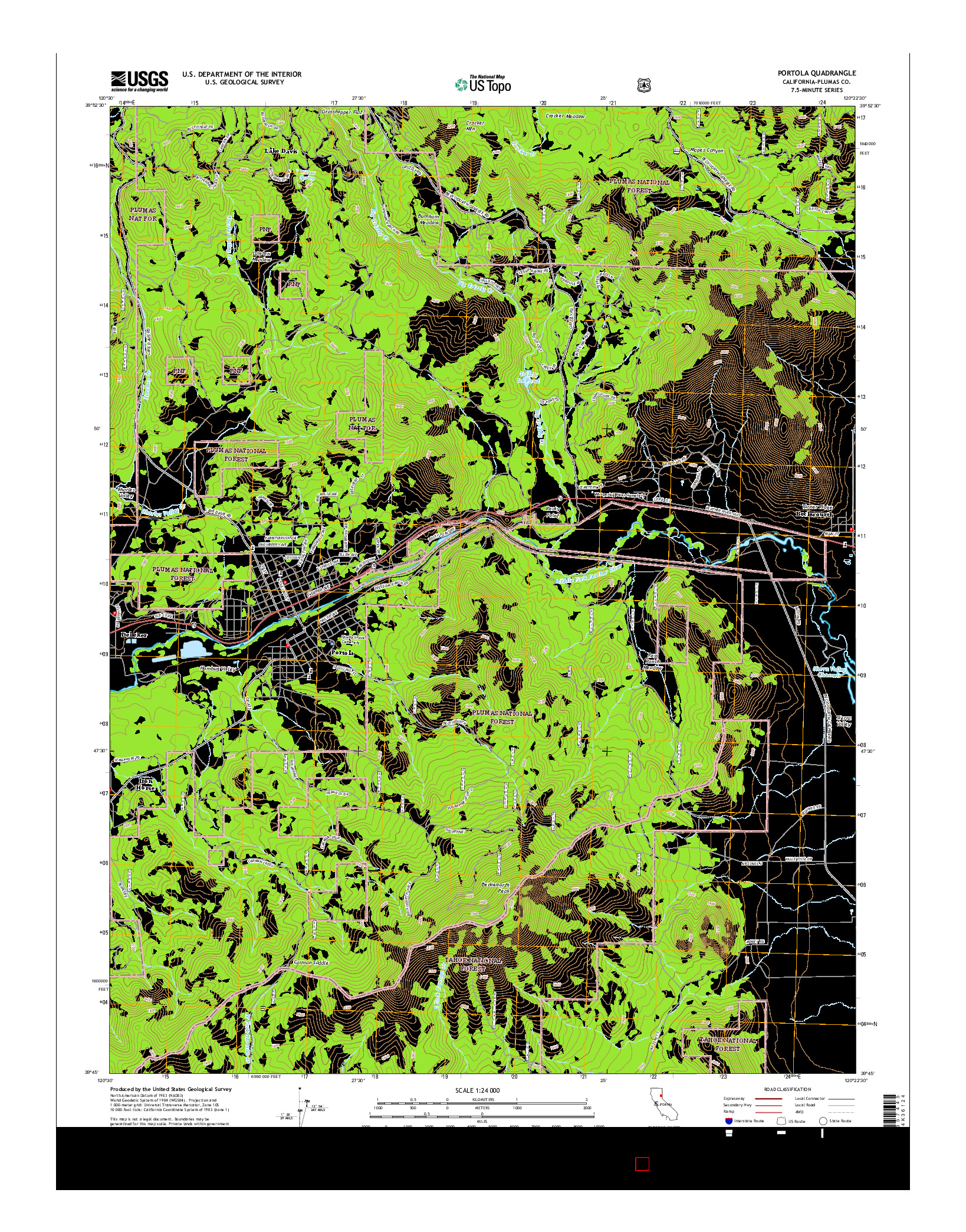 USGS US TOPO 7.5-MINUTE MAP FOR PORTOLA, CA 2015