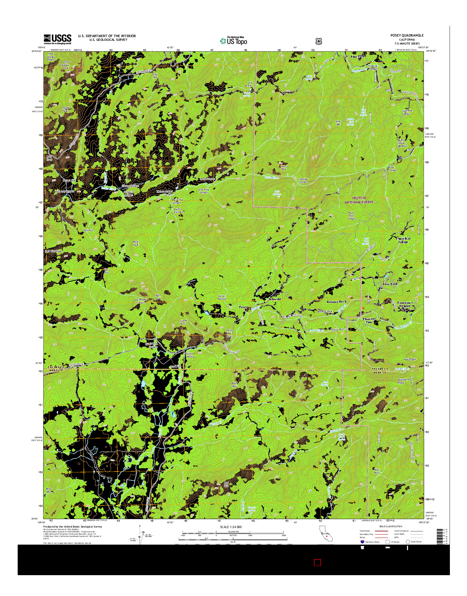 USGS US TOPO 7.5-MINUTE MAP FOR POSEY, CA 2015