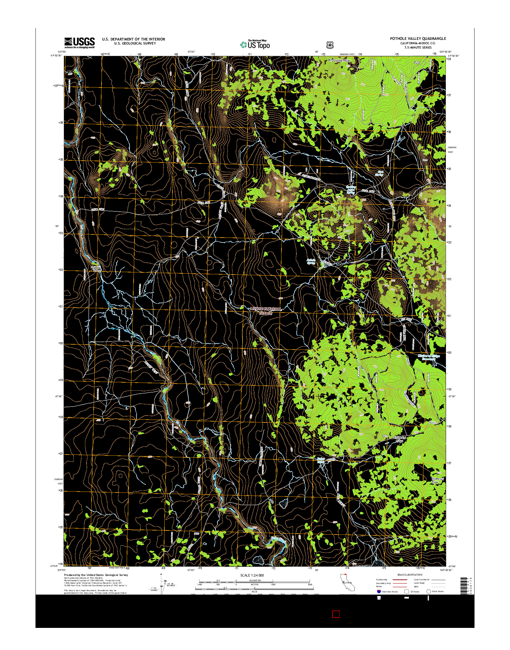 USGS US TOPO 7.5-MINUTE MAP FOR POTHOLE VALLEY, CA 2015