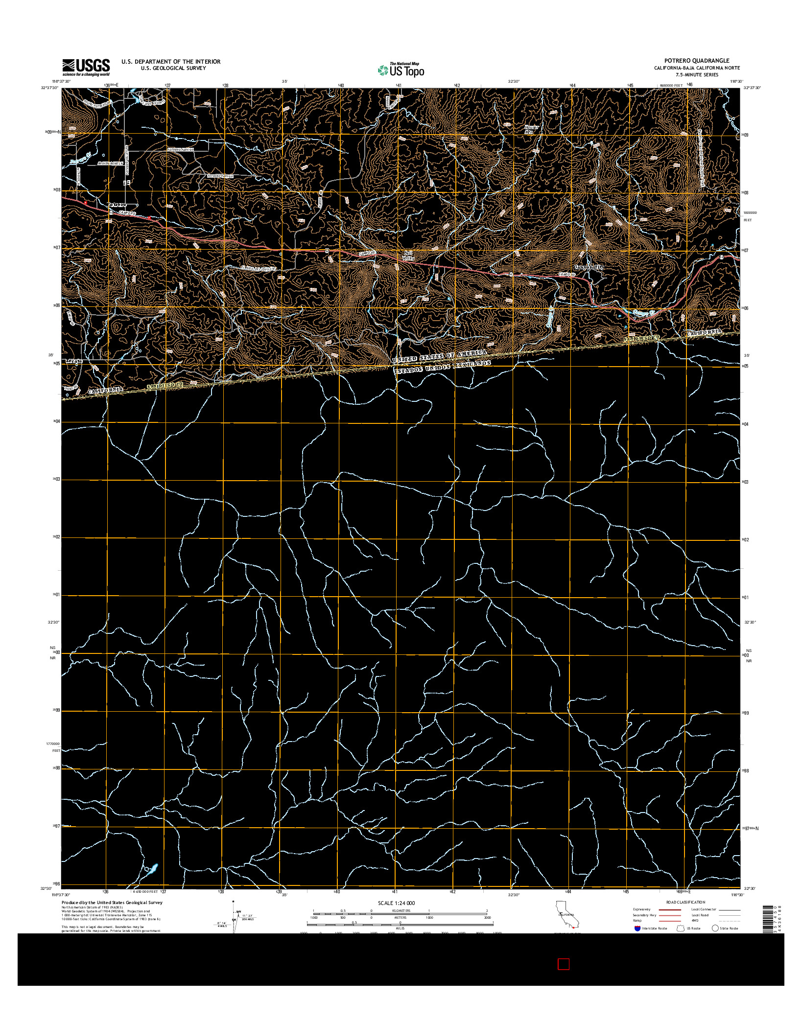 USGS US TOPO 7.5-MINUTE MAP FOR POTRERO, CA-BCN 2015