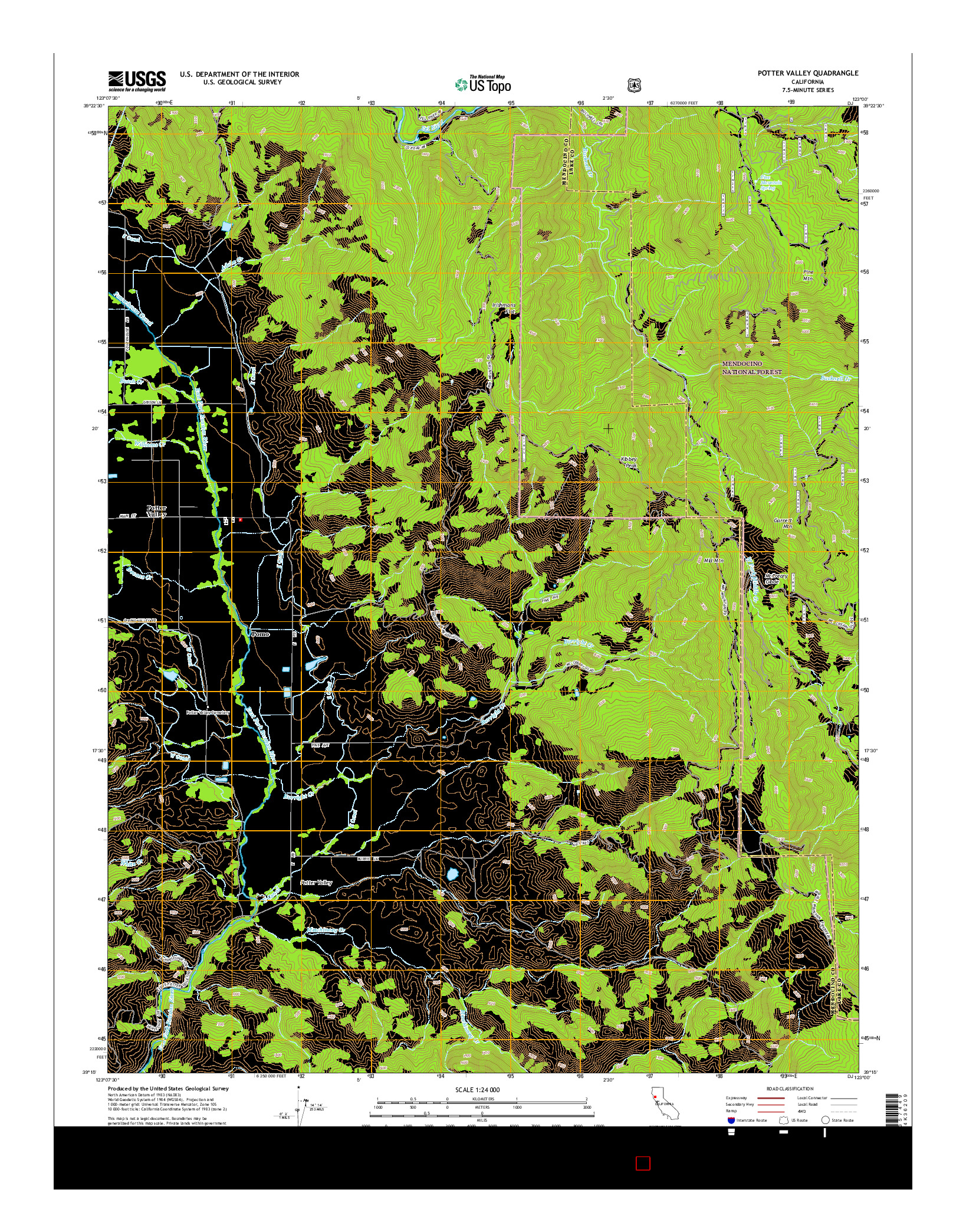 USGS US TOPO 7.5-MINUTE MAP FOR POTTER VALLEY, CA 2015