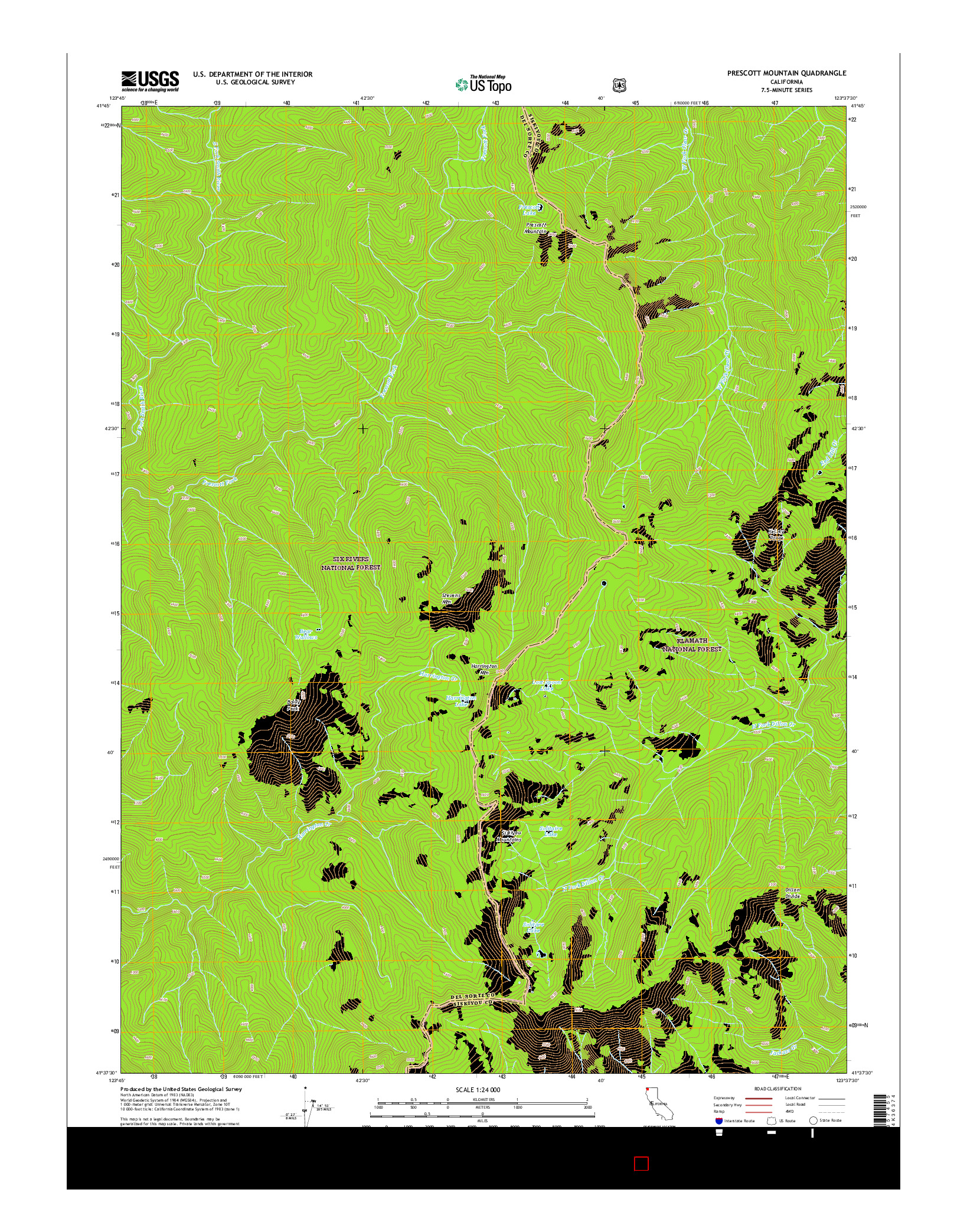 USGS US TOPO 7.5-MINUTE MAP FOR PRESCOTT MOUNTAIN, CA 2015