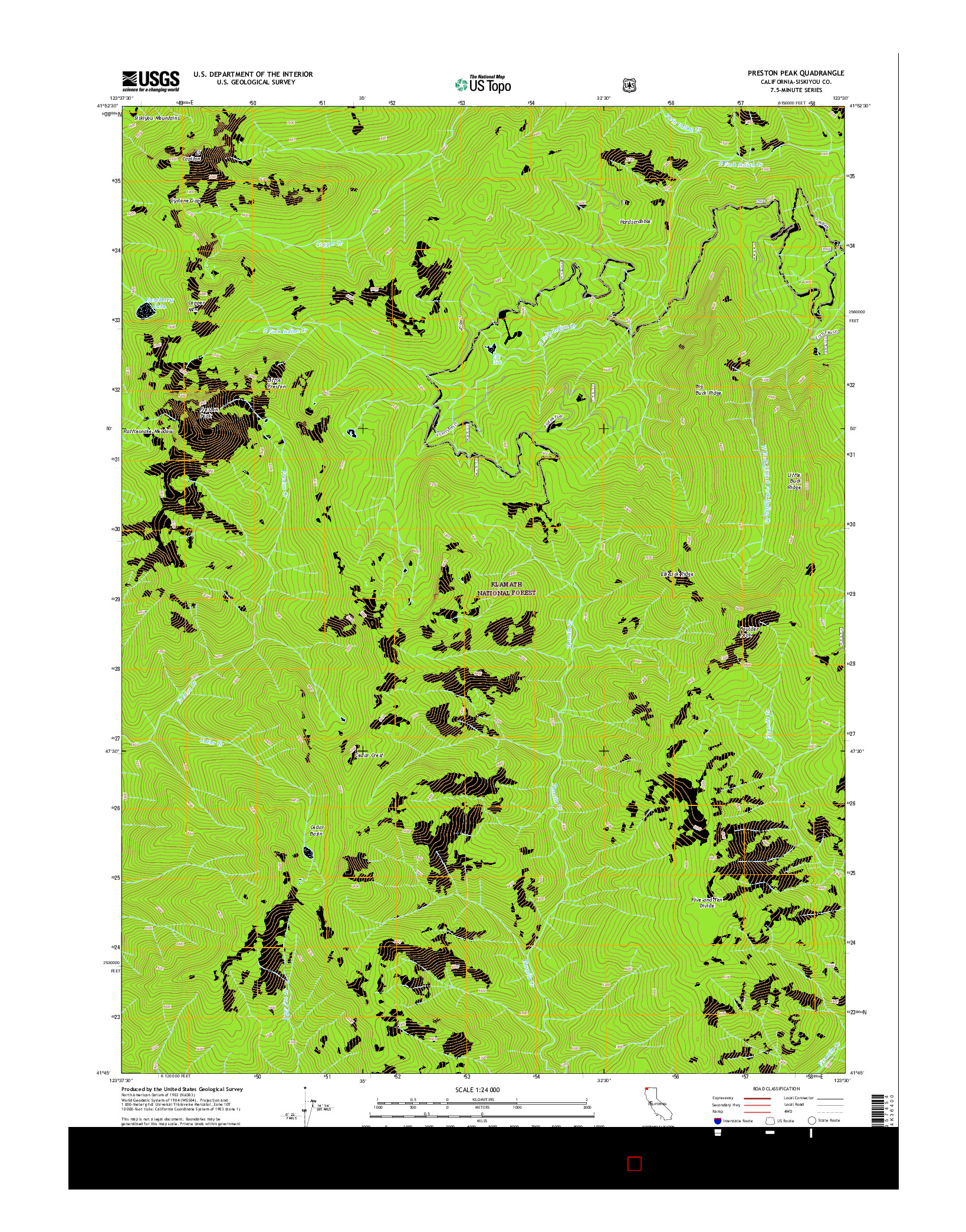 USGS US TOPO 7.5-MINUTE MAP FOR PRESTON PEAK, CA 2015